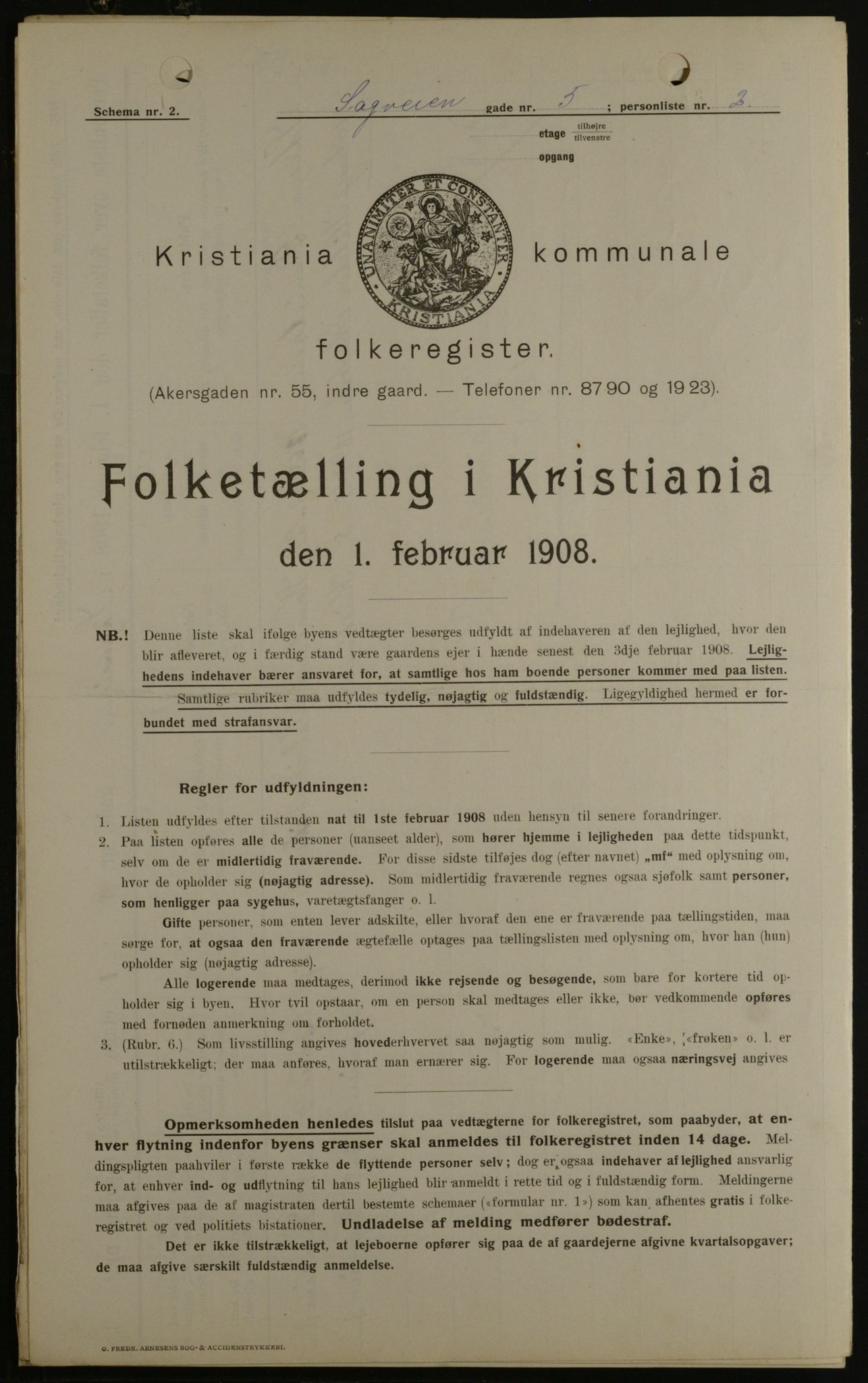 OBA, Kommunal folketelling 1.2.1908 for Kristiania kjøpstad, 1908, s. 77912