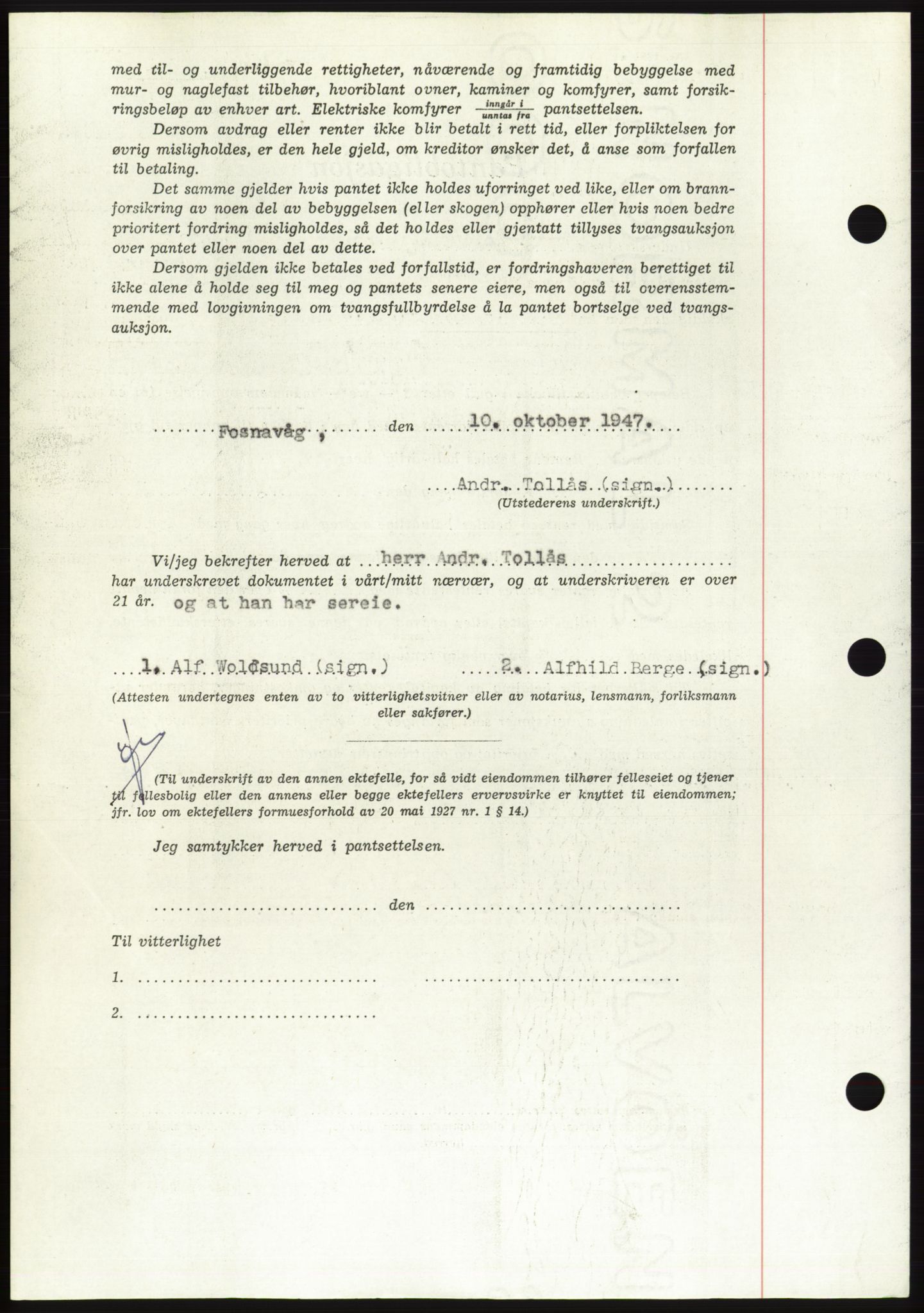 Søre Sunnmøre sorenskriveri, AV/SAT-A-4122/1/2/2C/L0115: Pantebok nr. 3B, 1947-1948, Dagboknr: 1613/1947