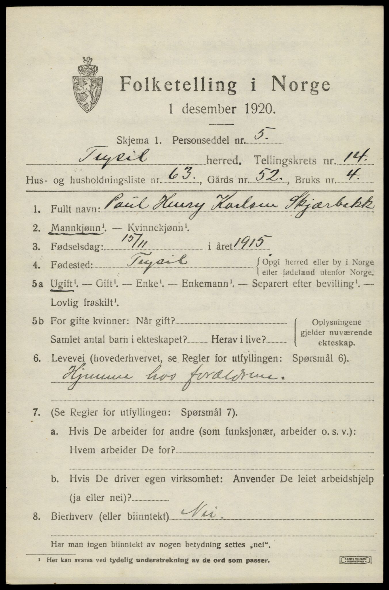 SAH, Folketelling 1920 for 0428 Trysil herred, 1920, s. 8697