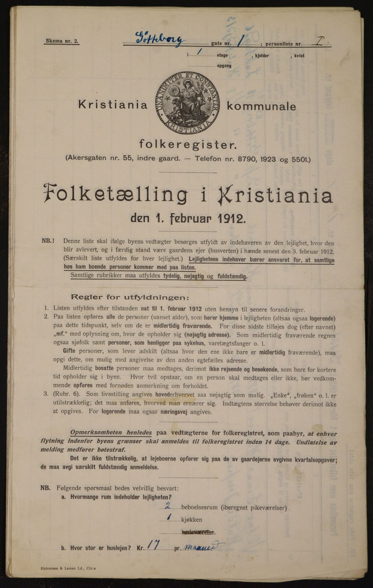 OBA, Kommunal folketelling 1.2.1912 for Kristiania, 1912, s. 32710