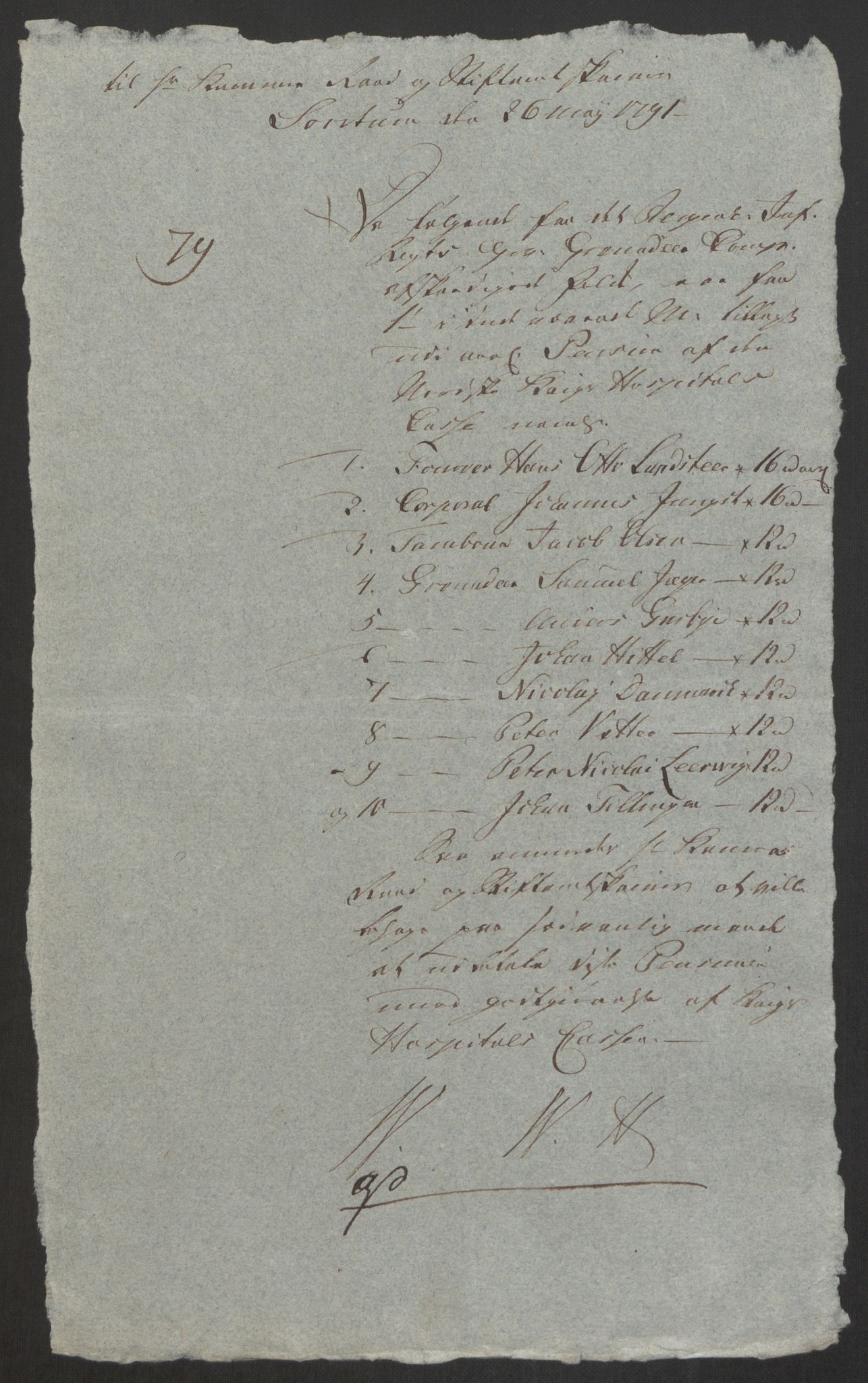 Forsvaret, Den norske kvesthuskasse/krigshospitalkasse, AV/RA-RAFA-1887/F/Fa/L0008: Konsepter, 1790-1793, s. 497