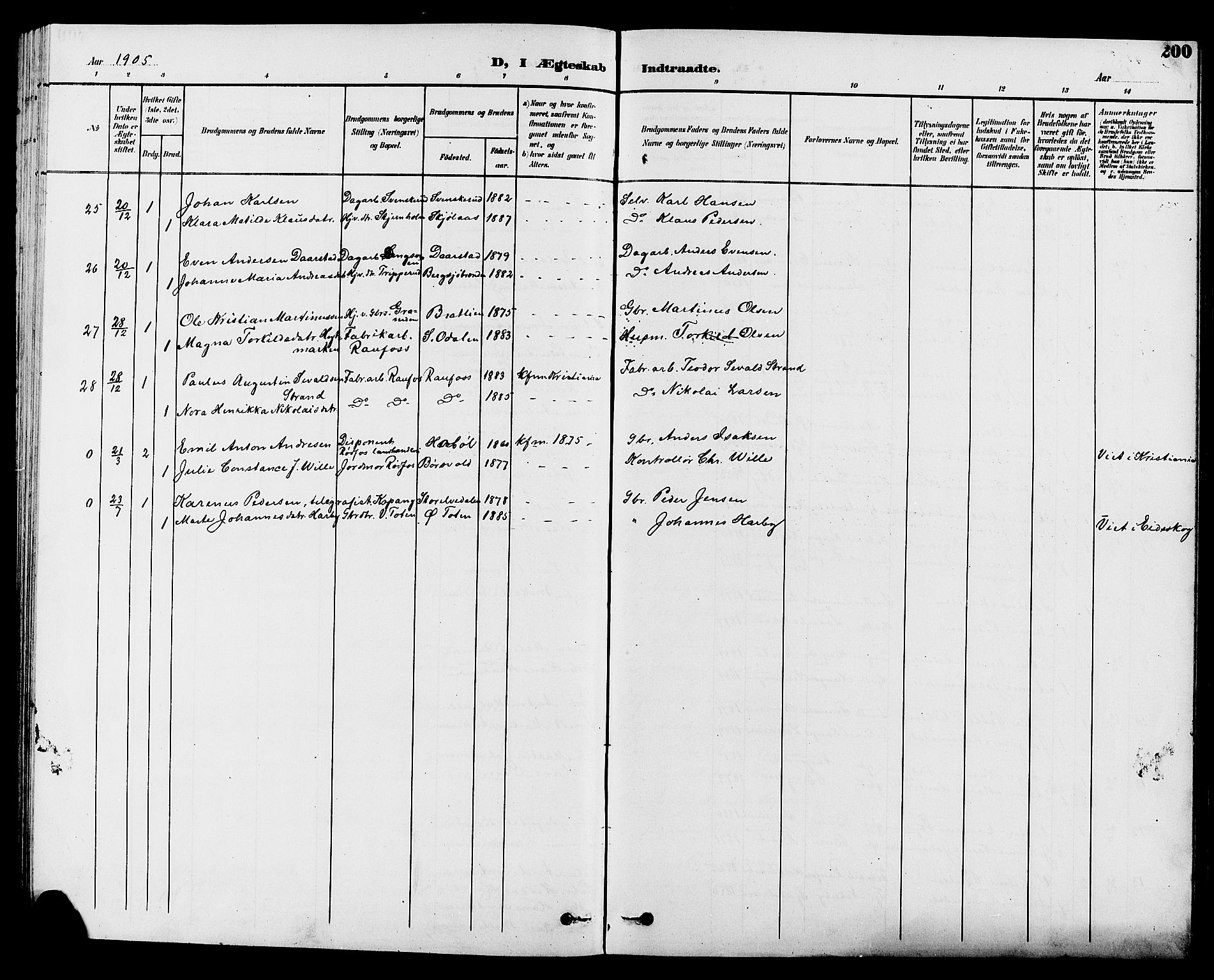 Vestre Toten prestekontor, AV/SAH-PREST-108/H/Ha/Hab/L0010: Klokkerbok nr. 10, 1900-1912, s. 200