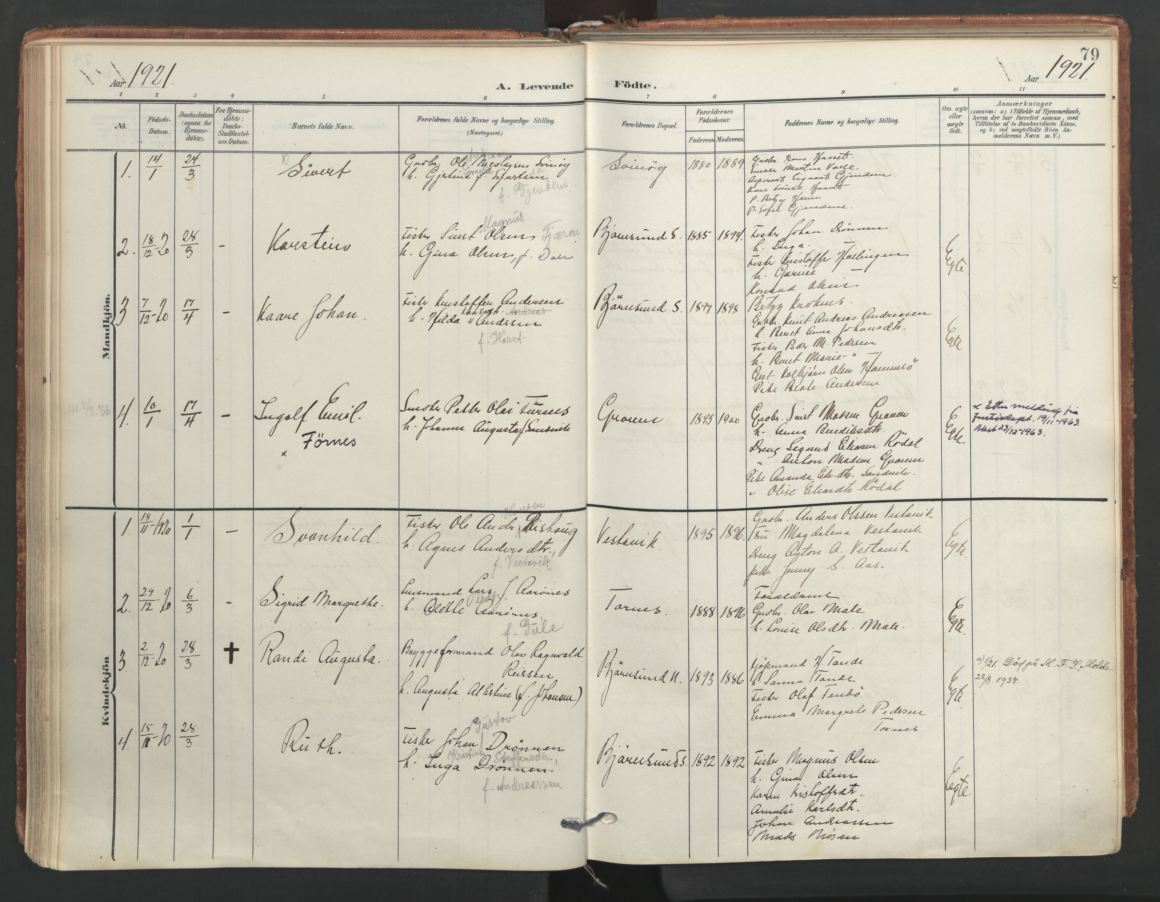 Ministerialprotokoller, klokkerbøker og fødselsregistre - Møre og Romsdal, AV/SAT-A-1454/565/L0751: Ministerialbok nr. 565A05, 1905-1979, s. 79