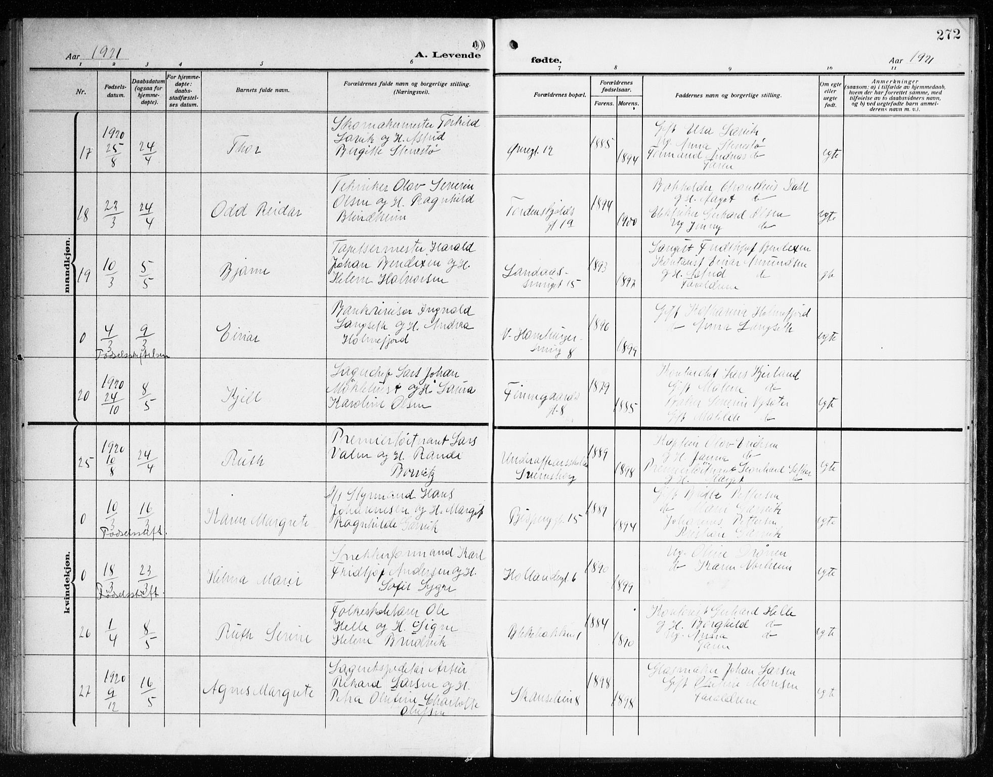 Korskirken sokneprestembete, AV/SAB-A-76101/H/Haa: Ministerialbok nr. B 10, 1909-1923, s. 272
