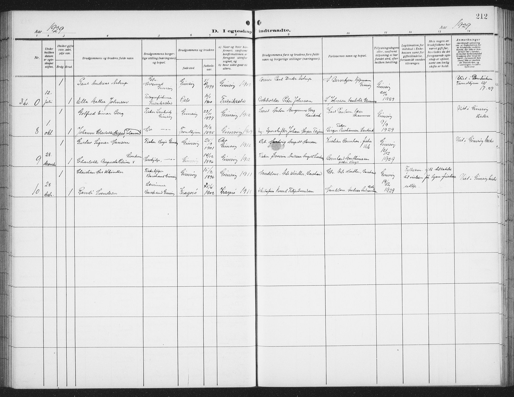 Ministerialprotokoller, klokkerbøker og fødselsregistre - Nordland, AV/SAT-A-1459/876/L1106: Klokkerbok nr. 876C05, 1915-1942, s. 212