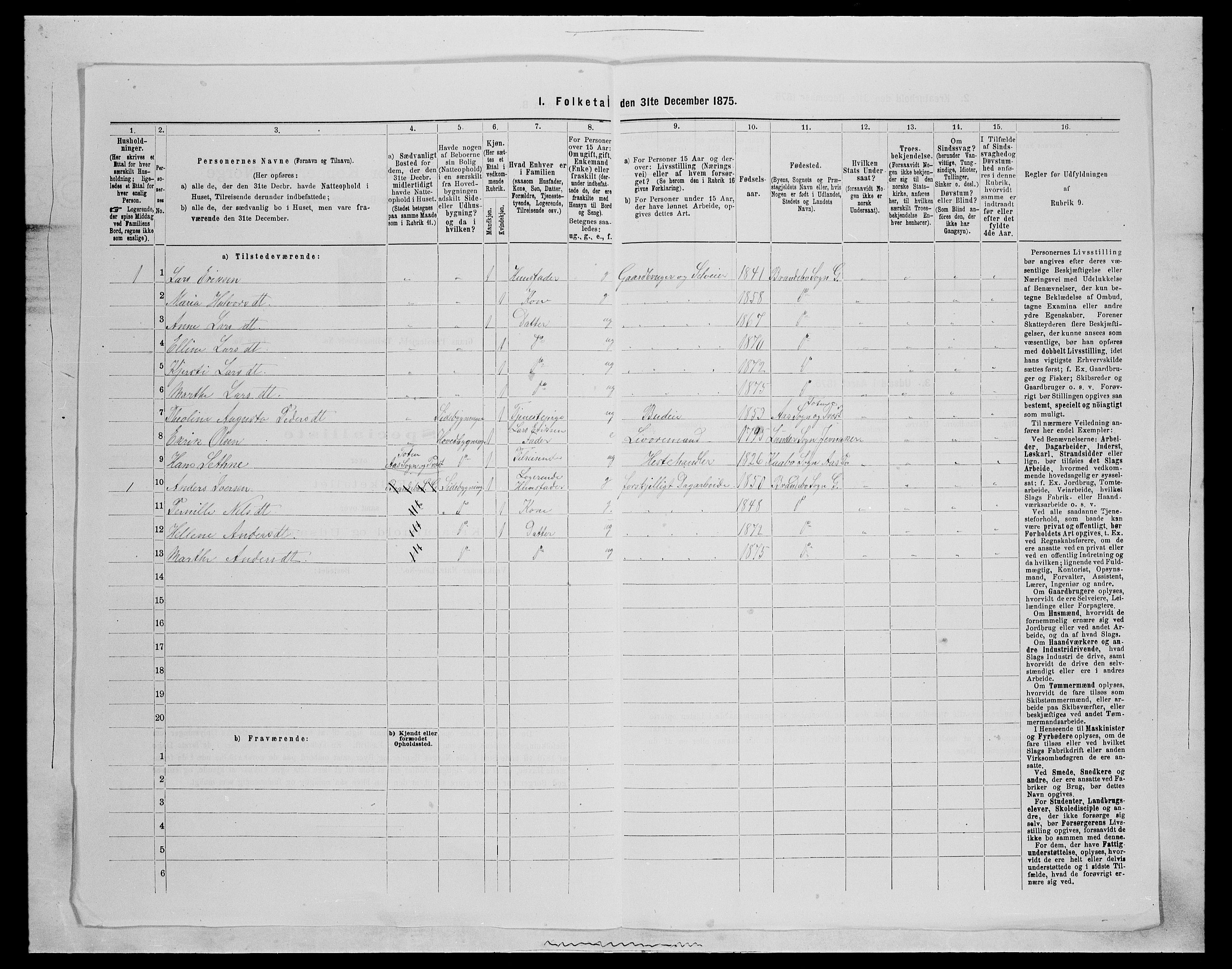 SAH, Folketelling 1875 for 0534P Gran prestegjeld, 1875, s. 1007