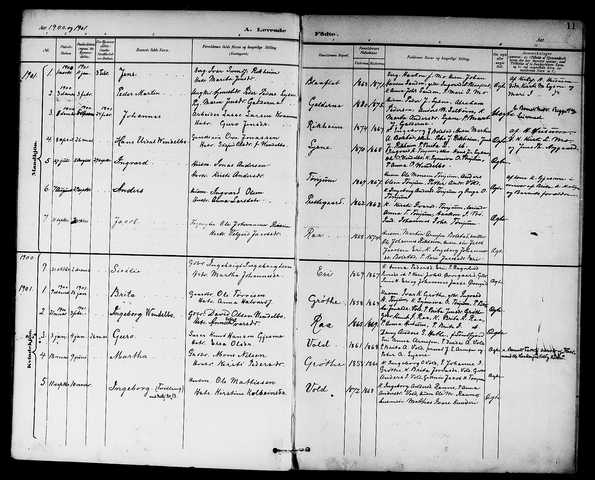 Lærdal sokneprestembete, AV/SAB-A-81201: Klokkerbok nr. A 1, 1897-1920, s. 11