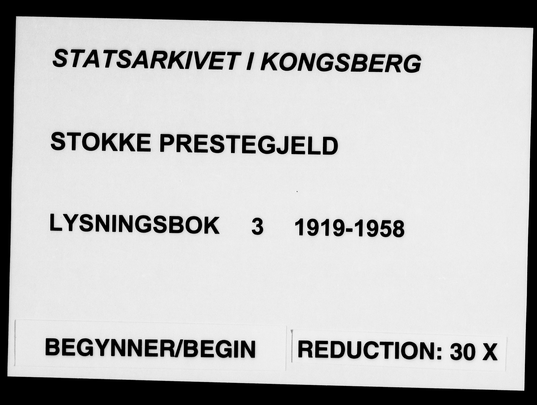 Stokke kirkebøker, AV/SAKO-A-320/H/Ha/L0003: Lysningsprotokoll nr. 3, 1919-1958