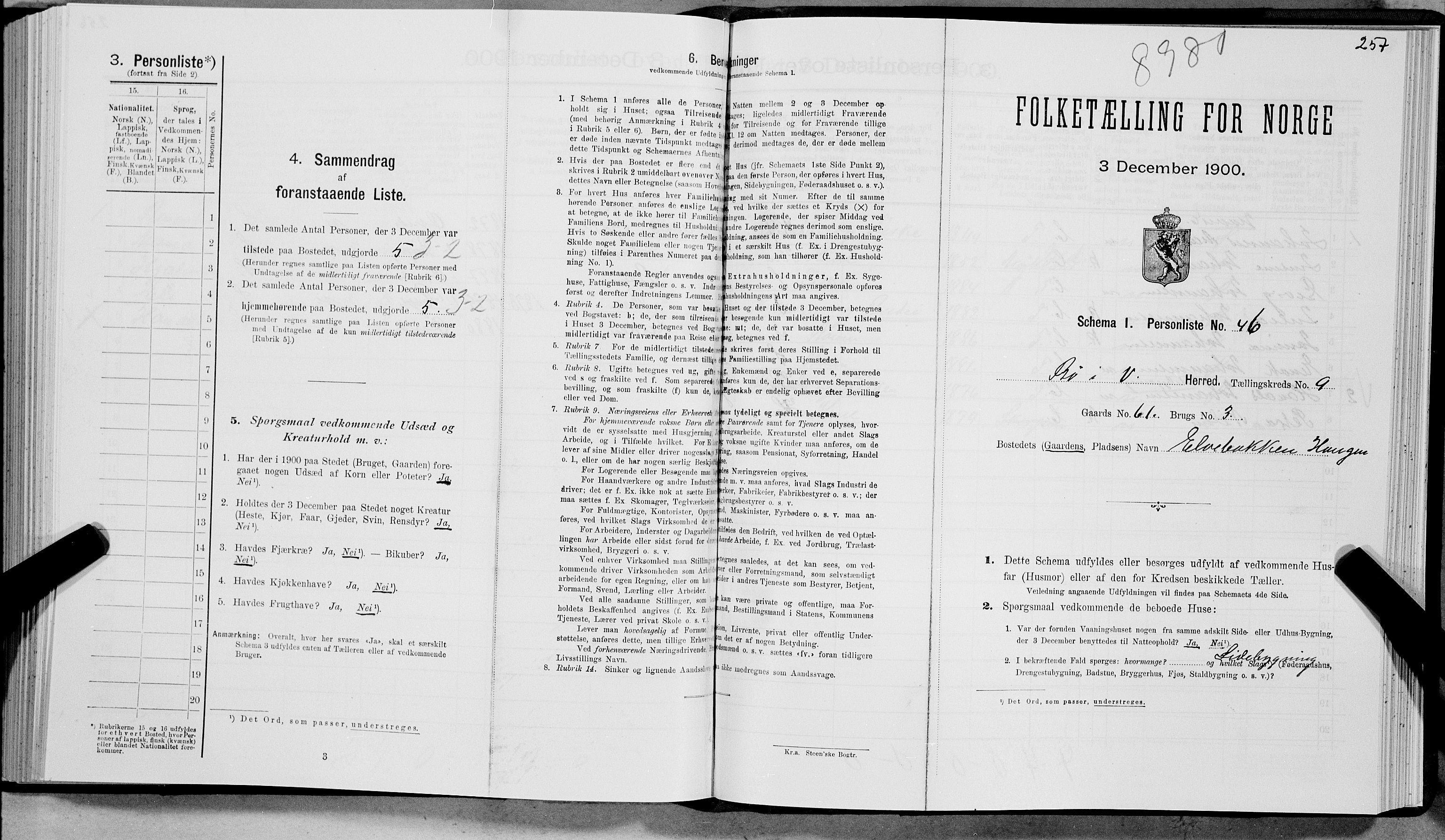 SAT, Folketelling 1900 for 1867 Bø herred, 1900, s. 1159