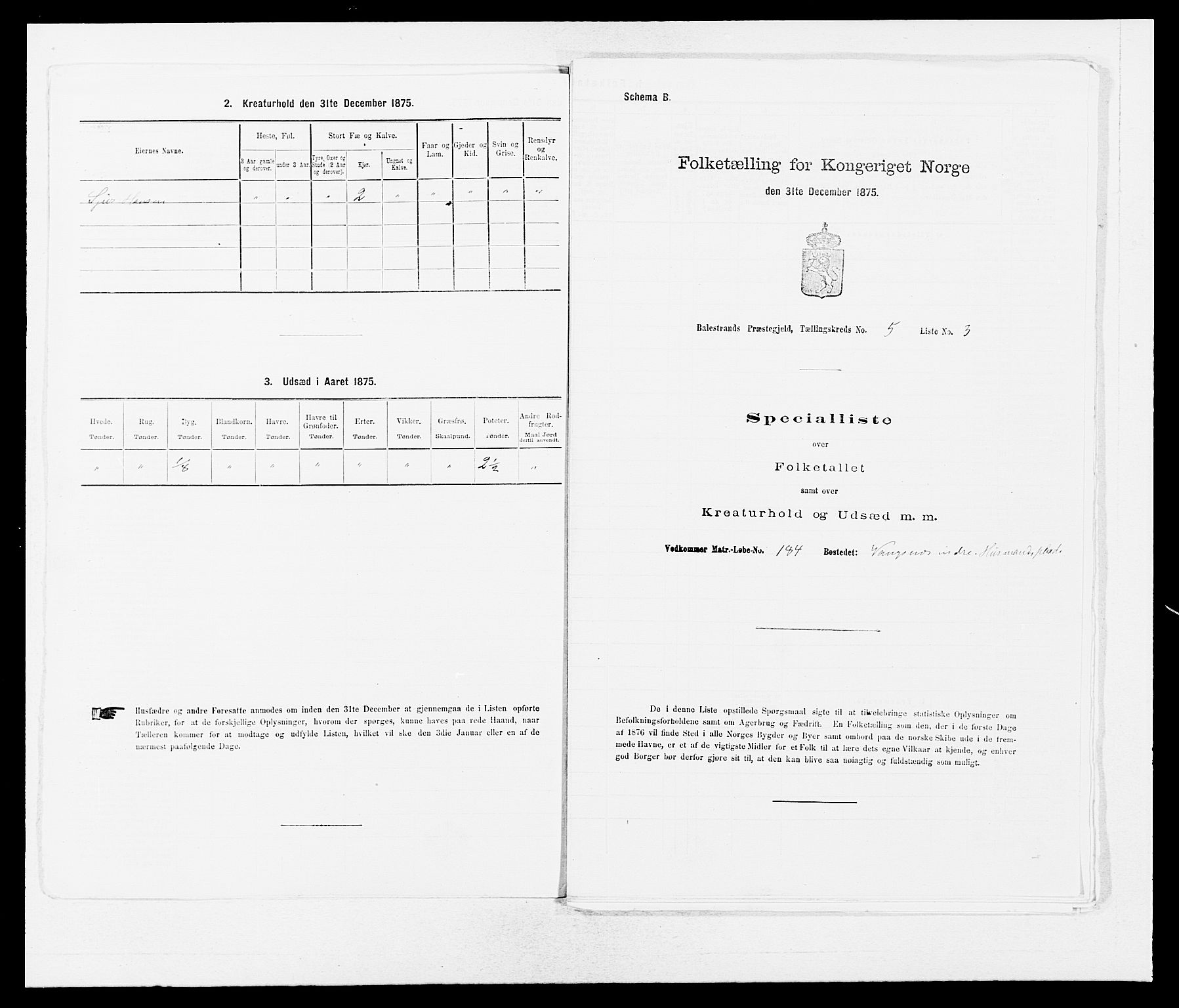 SAB, Folketelling 1875 for 1418P Balestrand prestegjeld, 1875, s. 606