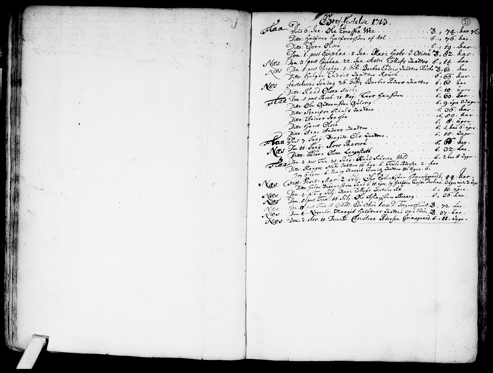 Nes kirkebøker, SAKO/A-236/F/Fa/L0002: Ministerialbok nr. 2, 1707-1759, s. 31