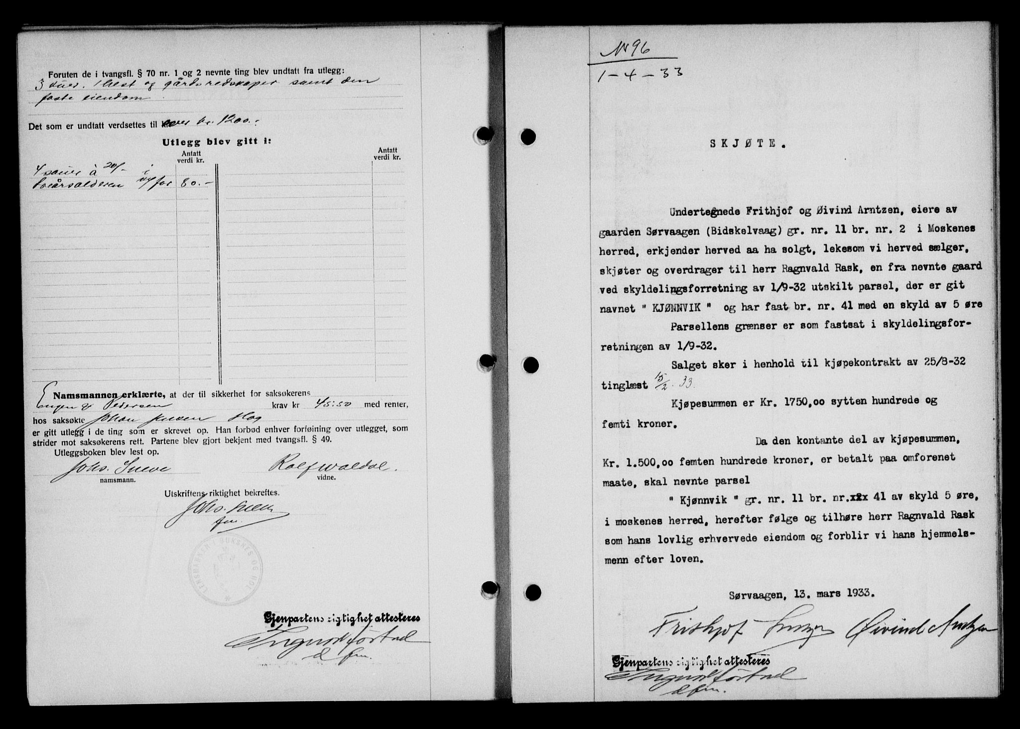 Lofoten sorenskriveri, SAT/A-0017/1/2/2C/L0027b: Pantebok nr. 27b, 1933-1933, Tingl.dato: 01.04.1933