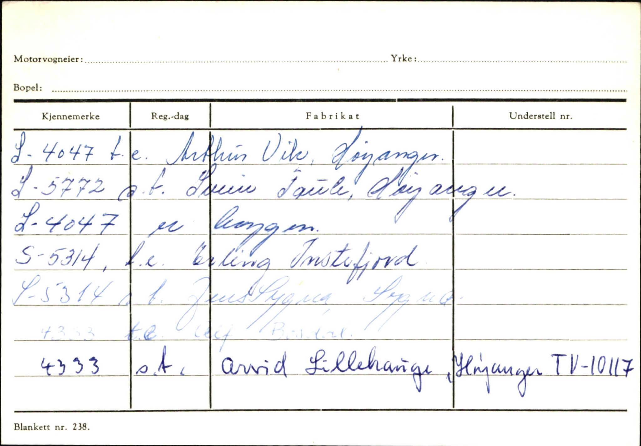Statens vegvesen, Sogn og Fjordane vegkontor, SAB/A-5301/4/F/L0131: Eigarregister Høyanger P-Å. Stryn S-Å, 1945-1975, s. 47