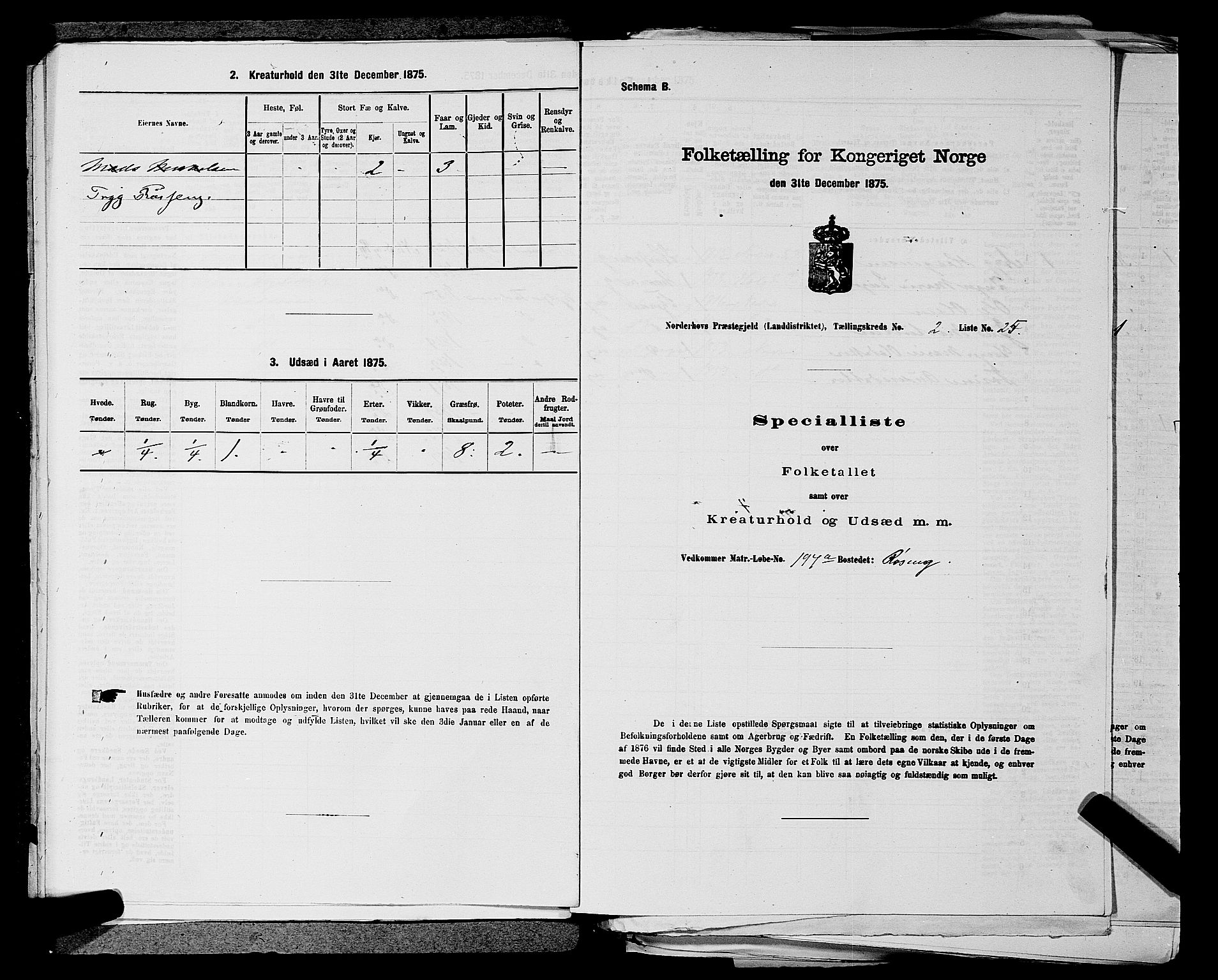 SAKO, Folketelling 1875 for 0613L Norderhov prestegjeld, Norderhov sokn, Haug sokn og Lunder sokn, 1875, s. 383