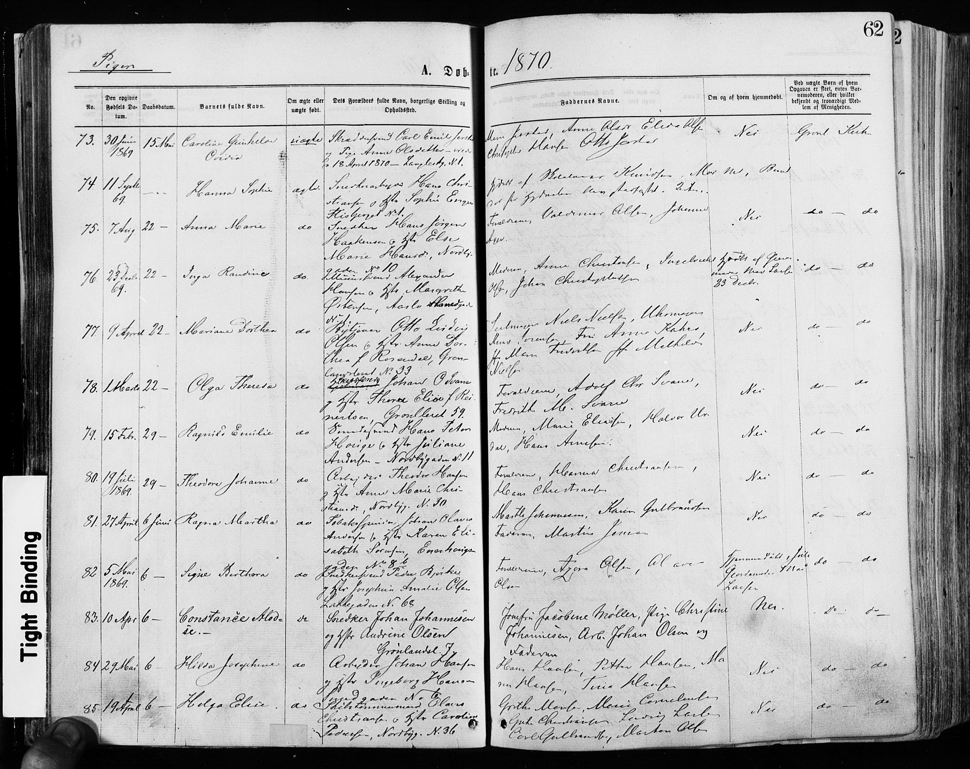 Grønland prestekontor Kirkebøker, SAO/A-10848/F/Fa/L0004: Ministerialbok nr. 4, 1869-1880, s. 62