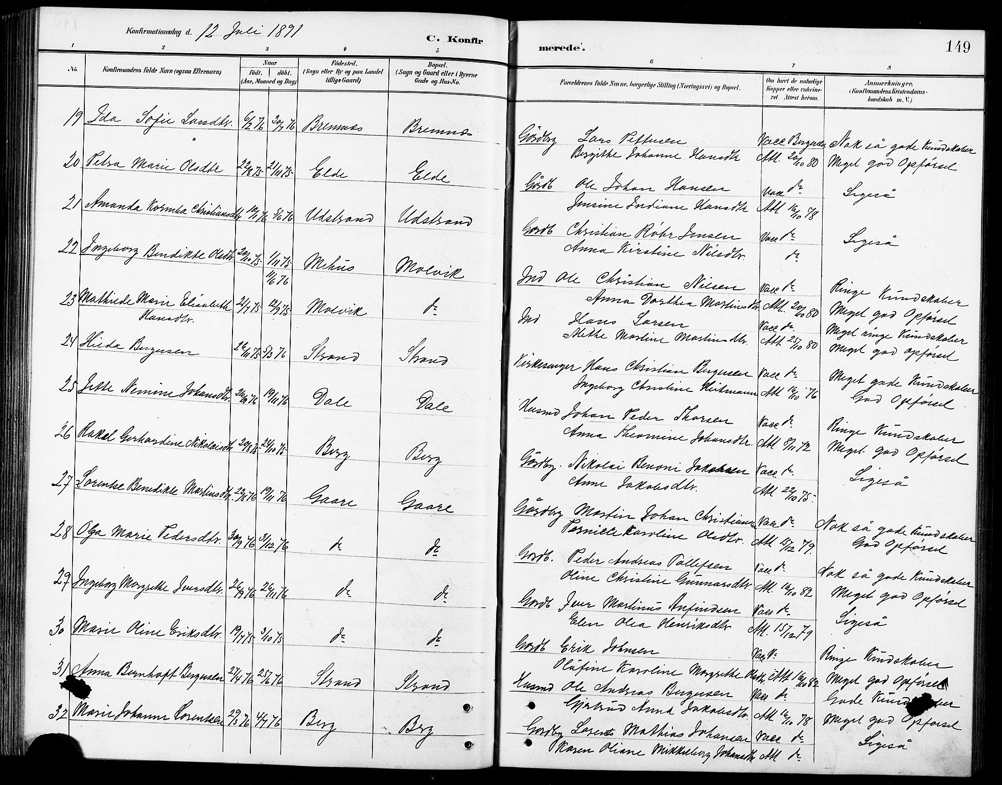 Kvæfjord sokneprestkontor, AV/SATØ-S-1323/G/Ga/Gab/L0005klokker: Klokkerbok nr. 5, 1886-1911, s. 149
