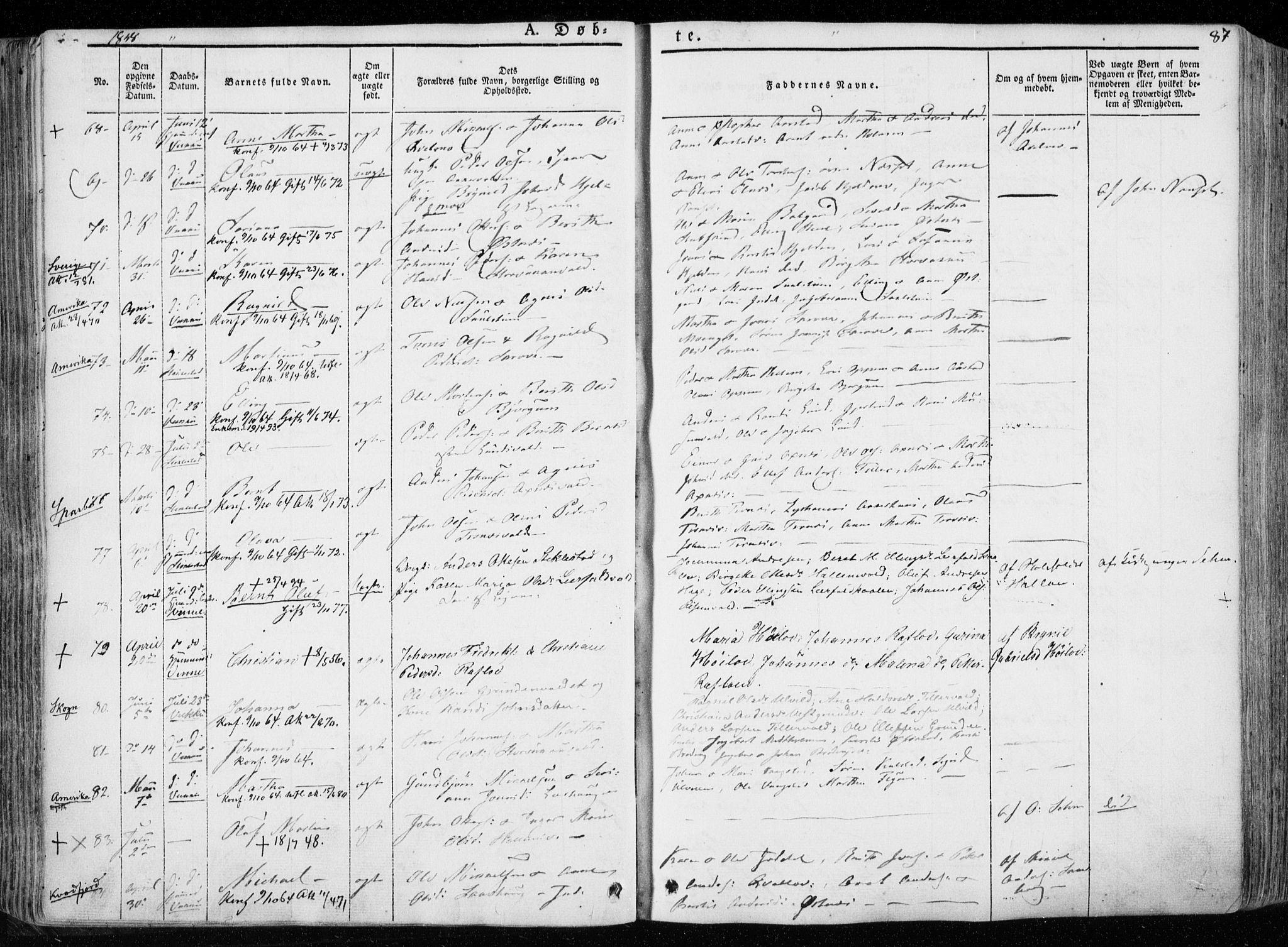 Ministerialprotokoller, klokkerbøker og fødselsregistre - Nord-Trøndelag, AV/SAT-A-1458/723/L0239: Ministerialbok nr. 723A08, 1841-1851, s. 87