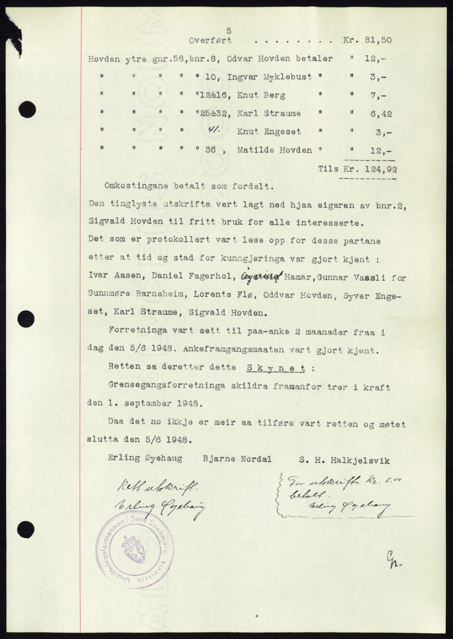 Søre Sunnmøre sorenskriveri, AV/SAT-A-4122/1/2/2C/L0083: Pantebok nr. 9A, 1948-1949, Dagboknr: 56/1949