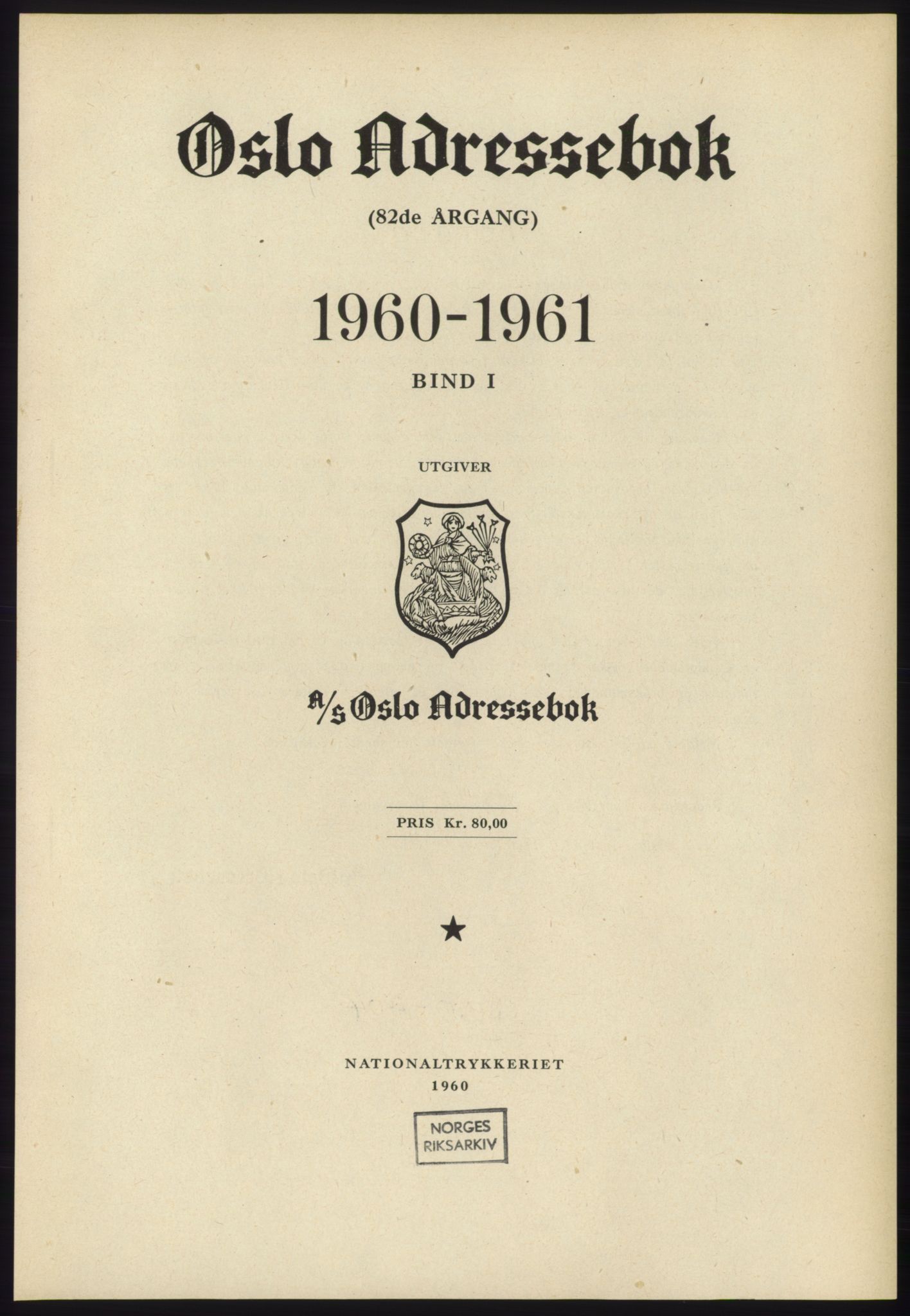 Kristiania/Oslo adressebok, PUBL/-, 1960-1961