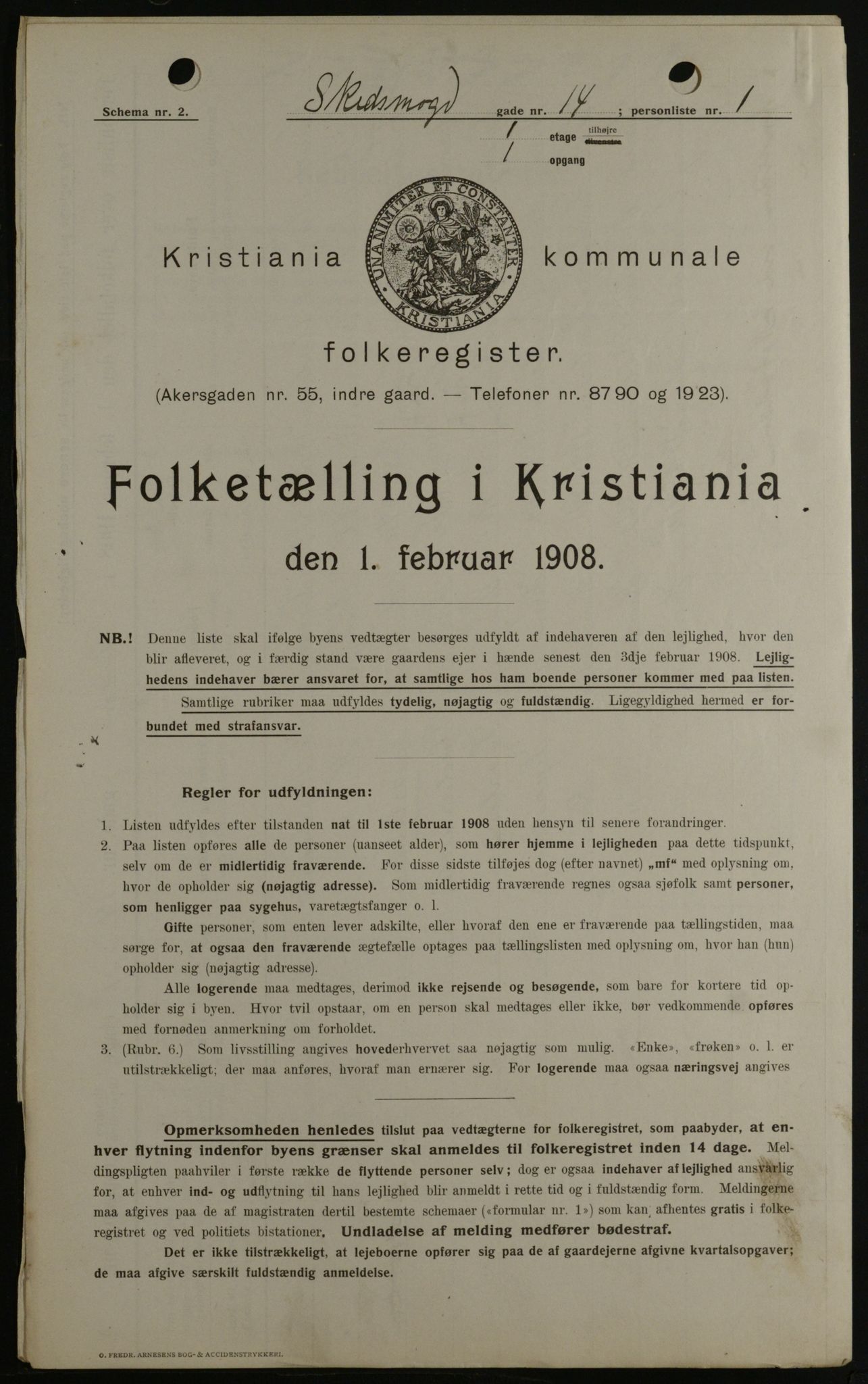 OBA, Kommunal folketelling 1.2.1908 for Kristiania kjøpstad, 1908, s. 85896