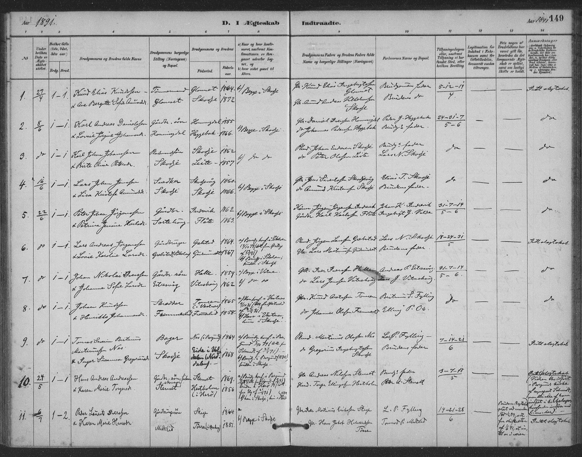 Ministerialprotokoller, klokkerbøker og fødselsregistre - Møre og Romsdal, SAT/A-1454/524/L0356: Ministerialbok nr. 524A08, 1880-1899, s. 149