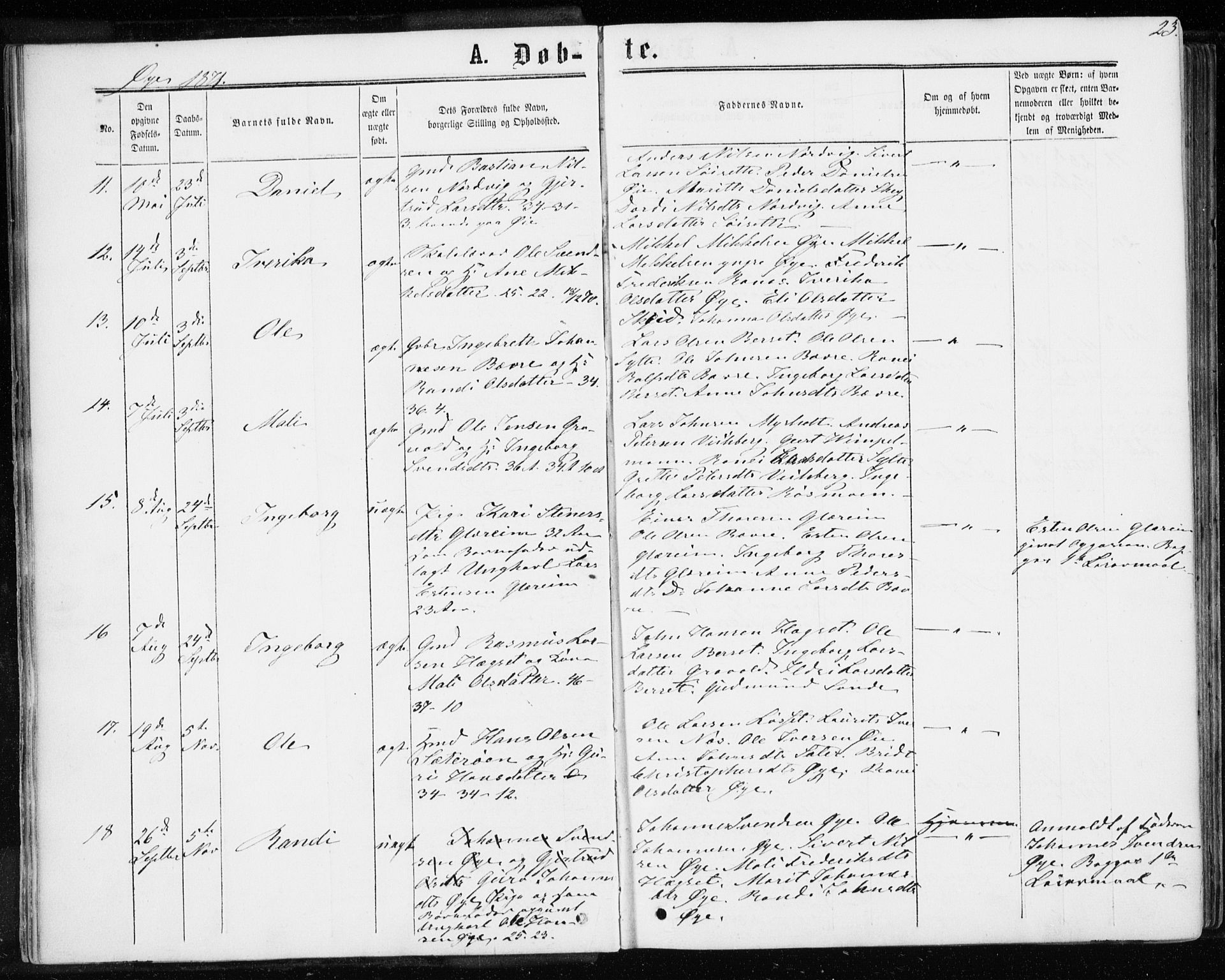 Ministerialprotokoller, klokkerbøker og fødselsregistre - Møre og Romsdal, SAT/A-1454/595/L1045: Ministerialbok nr. 595A07, 1863-1873, s. 23