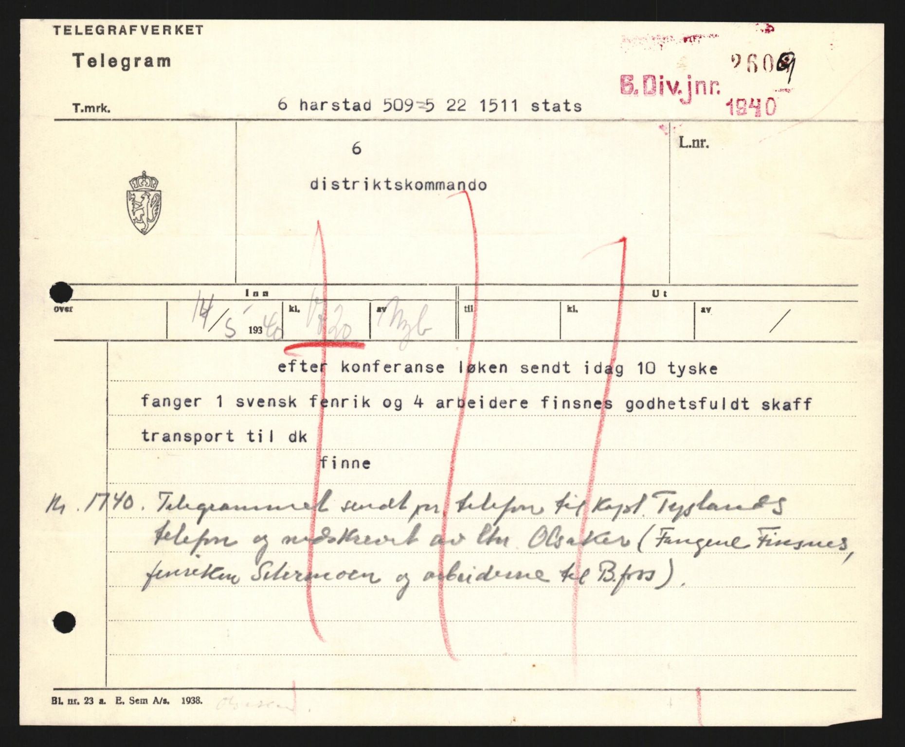 Forsvaret, Forsvarets krigshistoriske avdeling, AV/RA-RAFA-2017/Y/Yb/L0123: II-C-11-600  -  6. Divisjon med avdelinger, 1940, s. 603