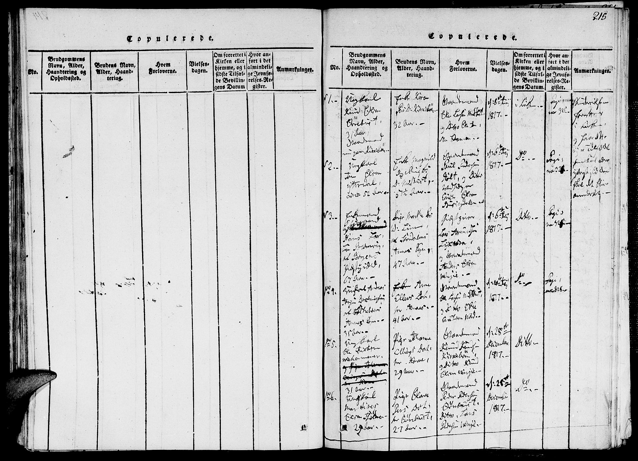 Ministerialprotokoller, klokkerbøker og fødselsregistre - Møre og Romsdal, AV/SAT-A-1454/520/L0273: Ministerialbok nr. 520A03, 1817-1826, s. 215