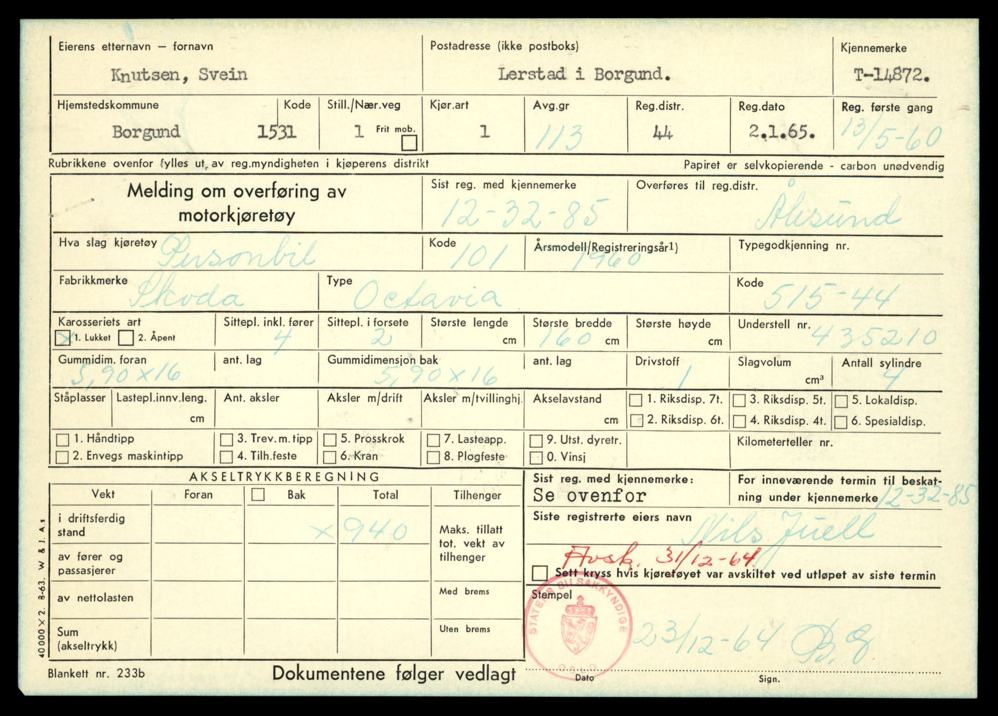 Møre og Romsdal vegkontor - Ålesund trafikkstasjon, AV/SAT-A-4099/F/Fe/L0049: Registreringskort for kjøretøy T 14864 - T 18613, 1927-1998, s. 217