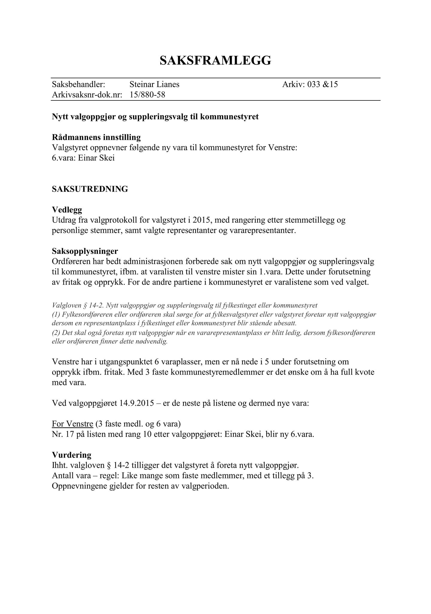 Klæbu Kommune, TRKO/KK/10-VS/L004: Valgnemnda - Møtedokumenter, 2018, s. 15