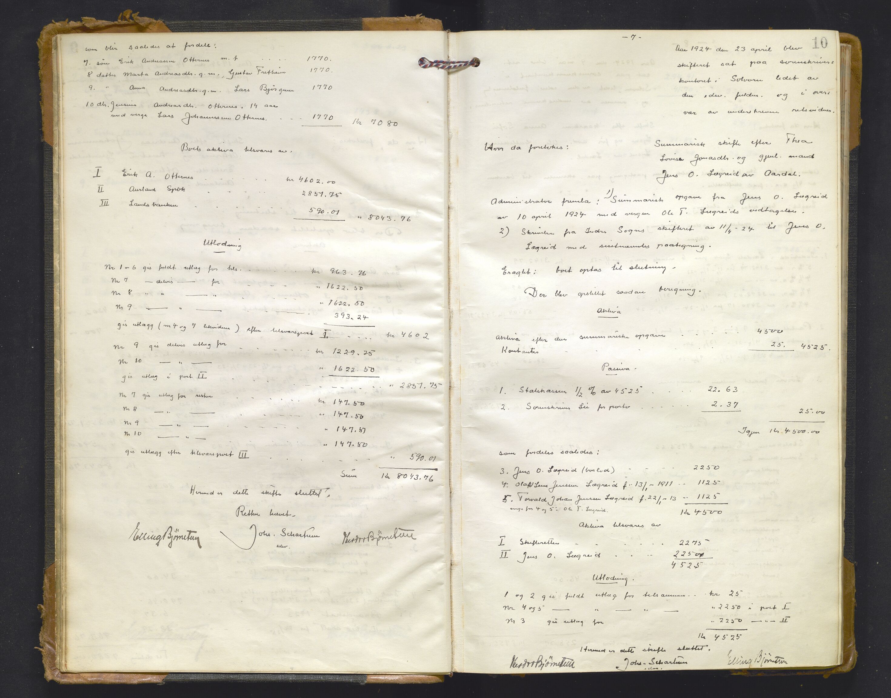 Indre Sogn tingrett, AV/SAB-A-3301/1/H/Hd/L0009: Skifteutlodningsprotokoll 9, 1923-1932, s. 9b-10a
