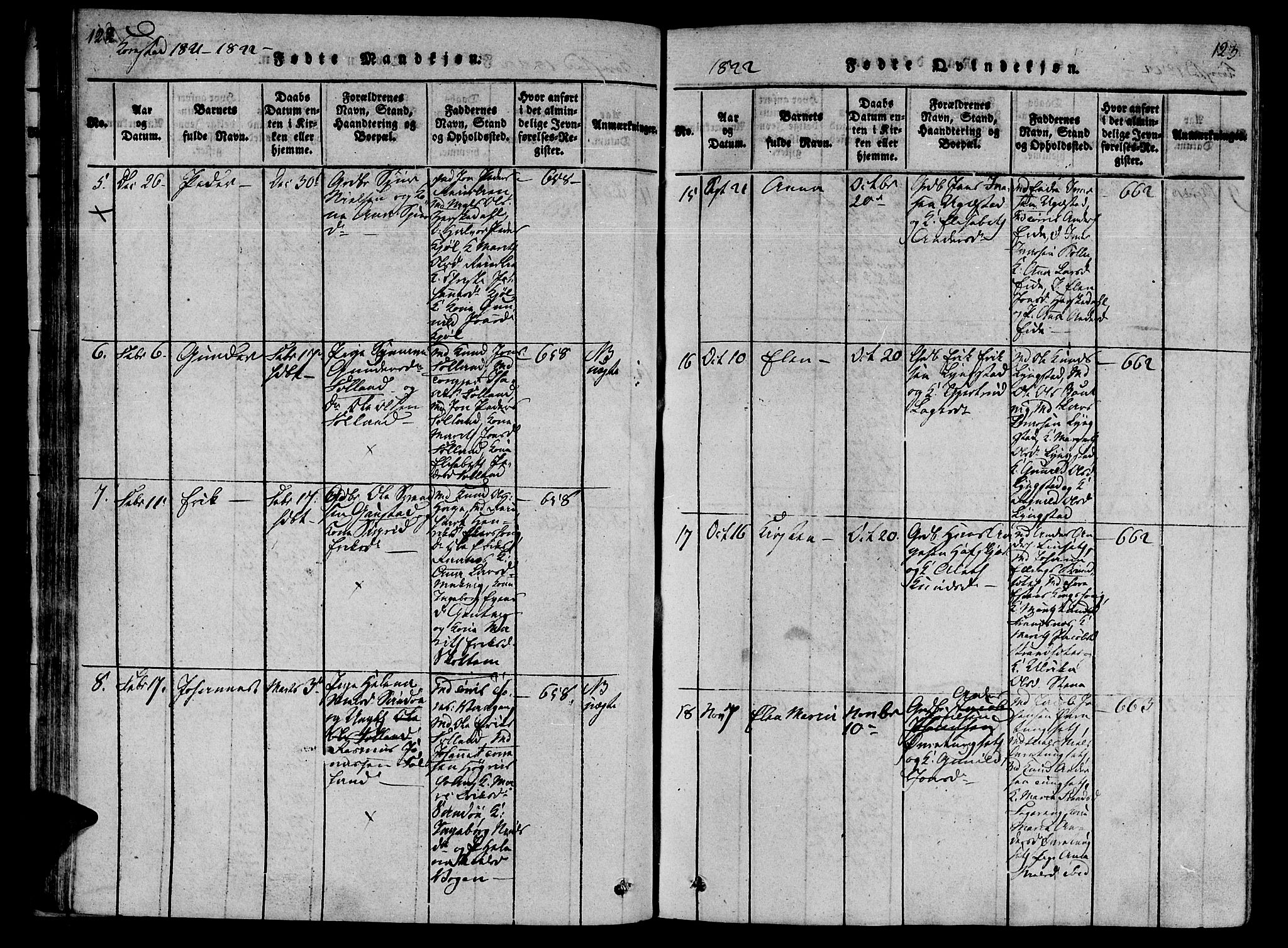 Ministerialprotokoller, klokkerbøker og fødselsregistre - Møre og Romsdal, AV/SAT-A-1454/568/L0800: Ministerialbok nr. 568A09 /3, 1820-1830, s. 122-123