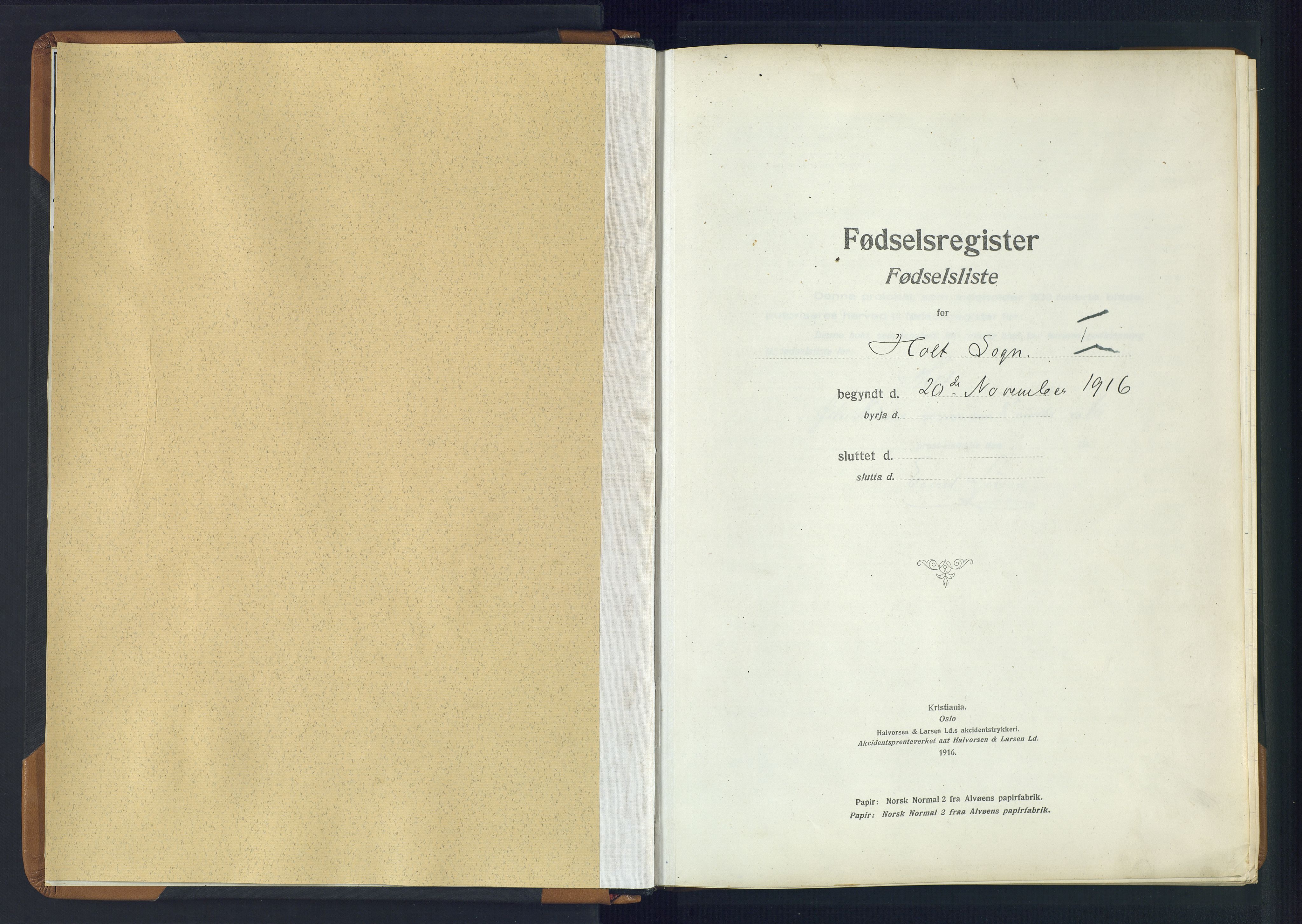 Holt sokneprestkontor, AV/SAK-1111-0021/J/Ja/L0001: Fødselsregister nr. II.4.1, 1916-1946