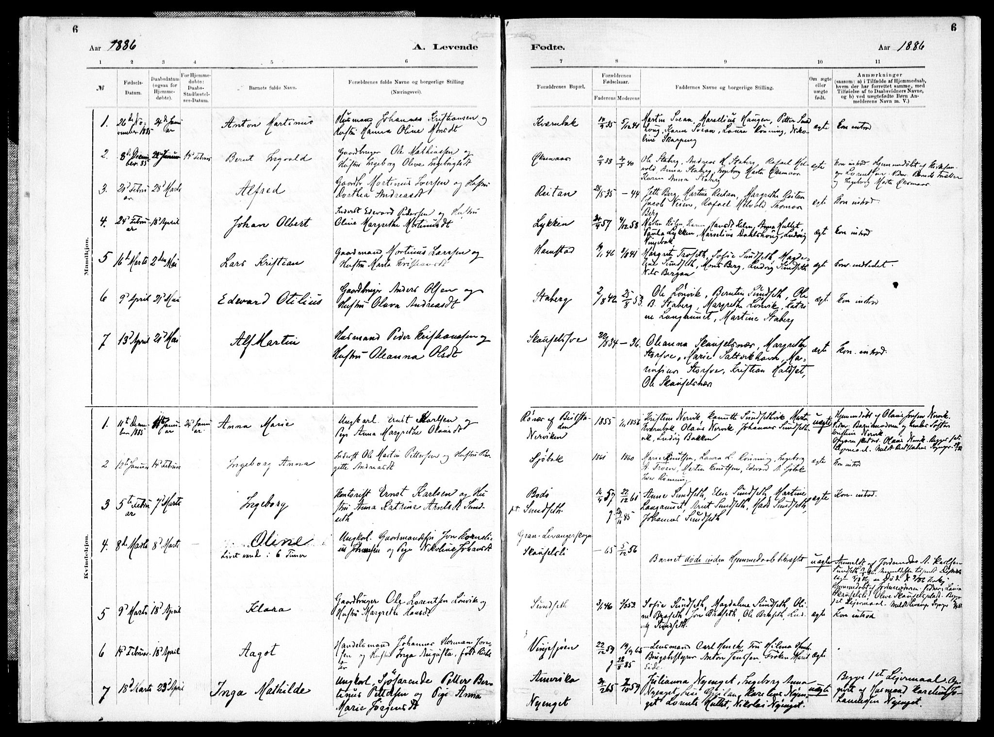 Ministerialprotokoller, klokkerbøker og fødselsregistre - Nord-Trøndelag, AV/SAT-A-1458/733/L0325: Ministerialbok nr. 733A04, 1884-1908, s. 6