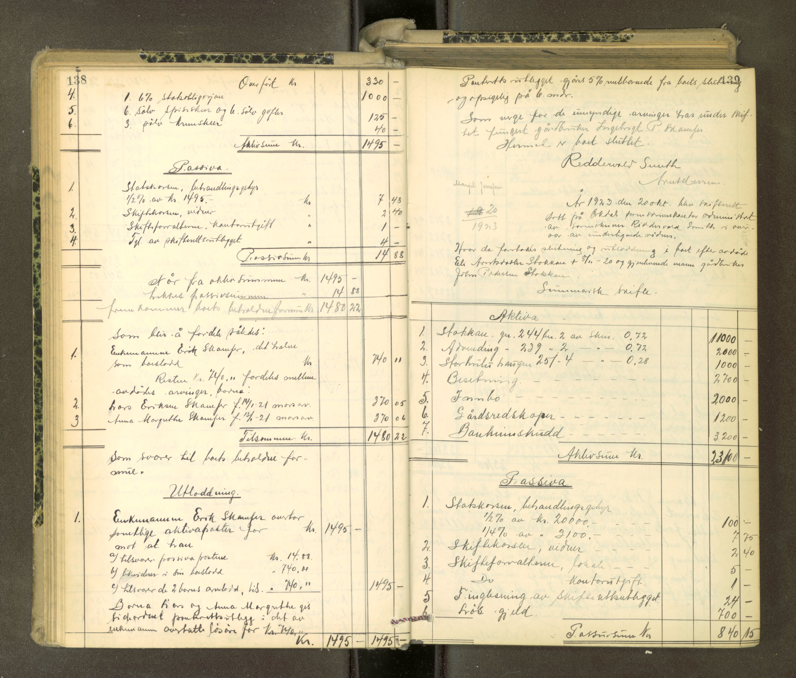 Orkdal sorenskriveri, AV/SAT-A-4169/1/3/3Aa/L0017: Skifteprotokoller, 1921-1929, s. 138-139