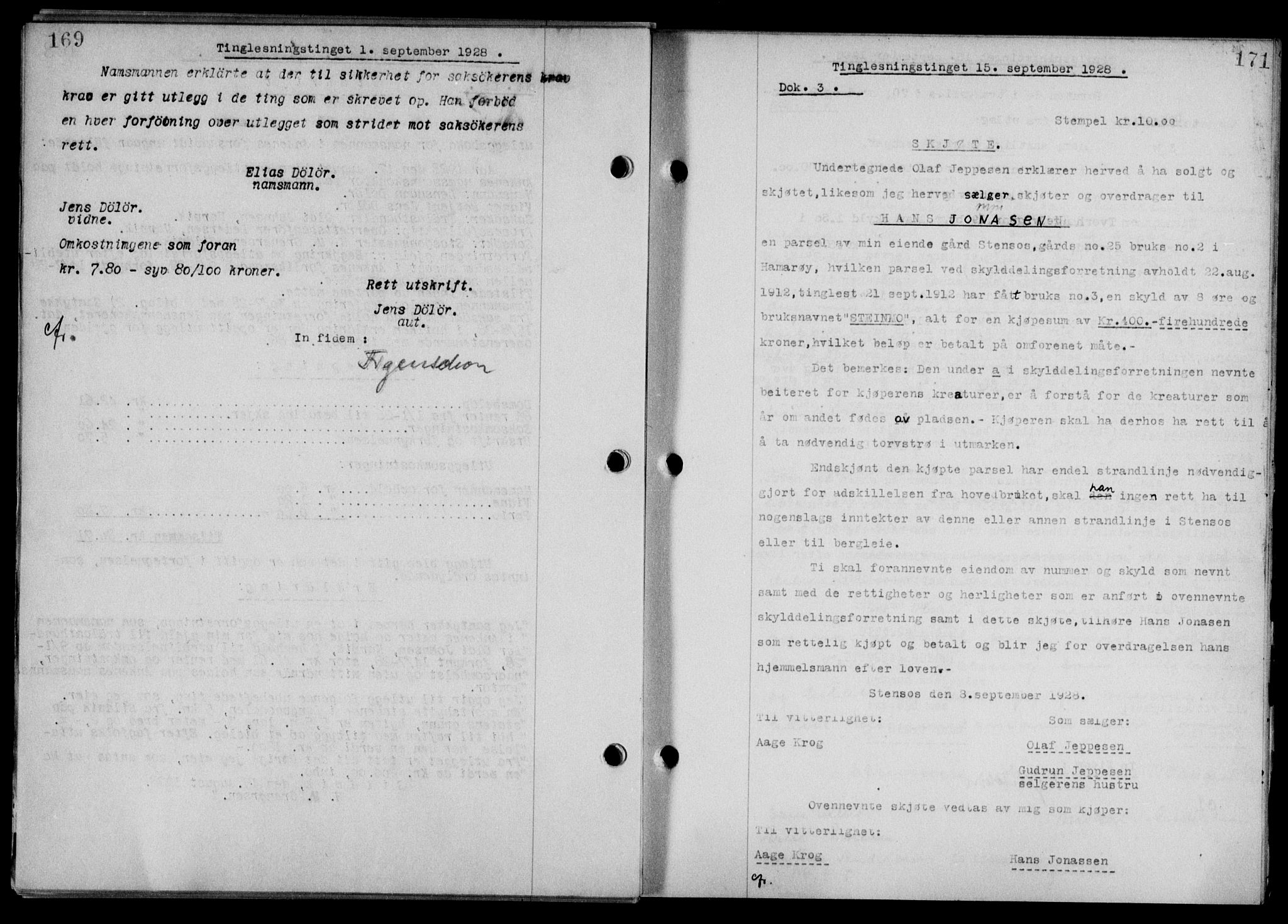 Steigen og Ofoten sorenskriveri, AV/SAT-A-0030/1/2/2C/L0015/0002: Pantebok nr. 16 og 17-I, 1927-1928, Tingl.dato: 15.09.1928