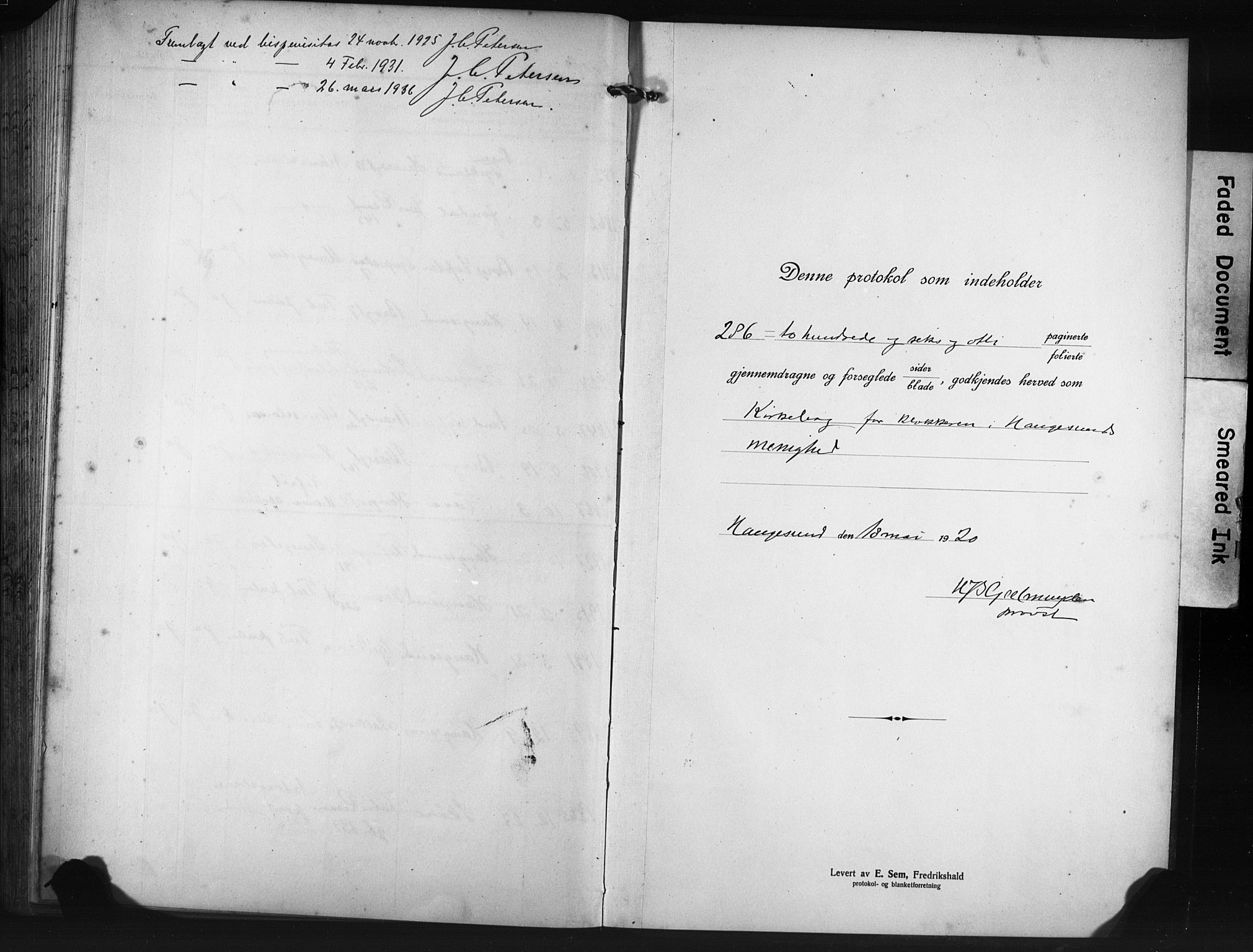 Haugesund sokneprestkontor, AV/SAST-A -101863/H/Ha/Hab/L0010: Klokkerbok nr. B 10, 1920-1931