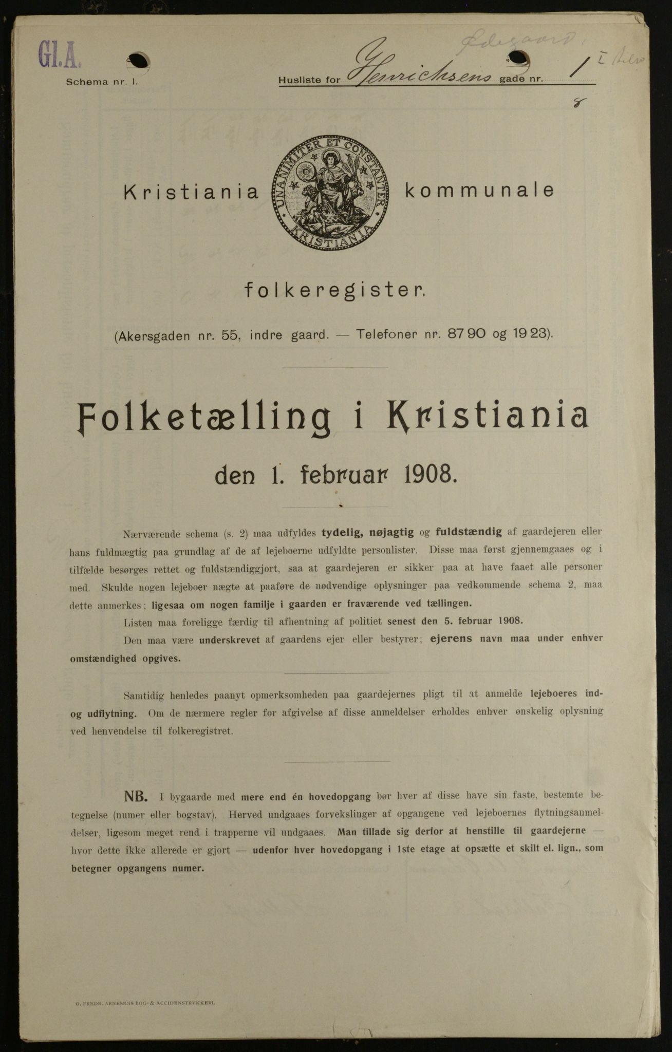 OBA, Kommunal folketelling 1.2.1908 for Kristiania kjøpstad, 1908, s. 34624