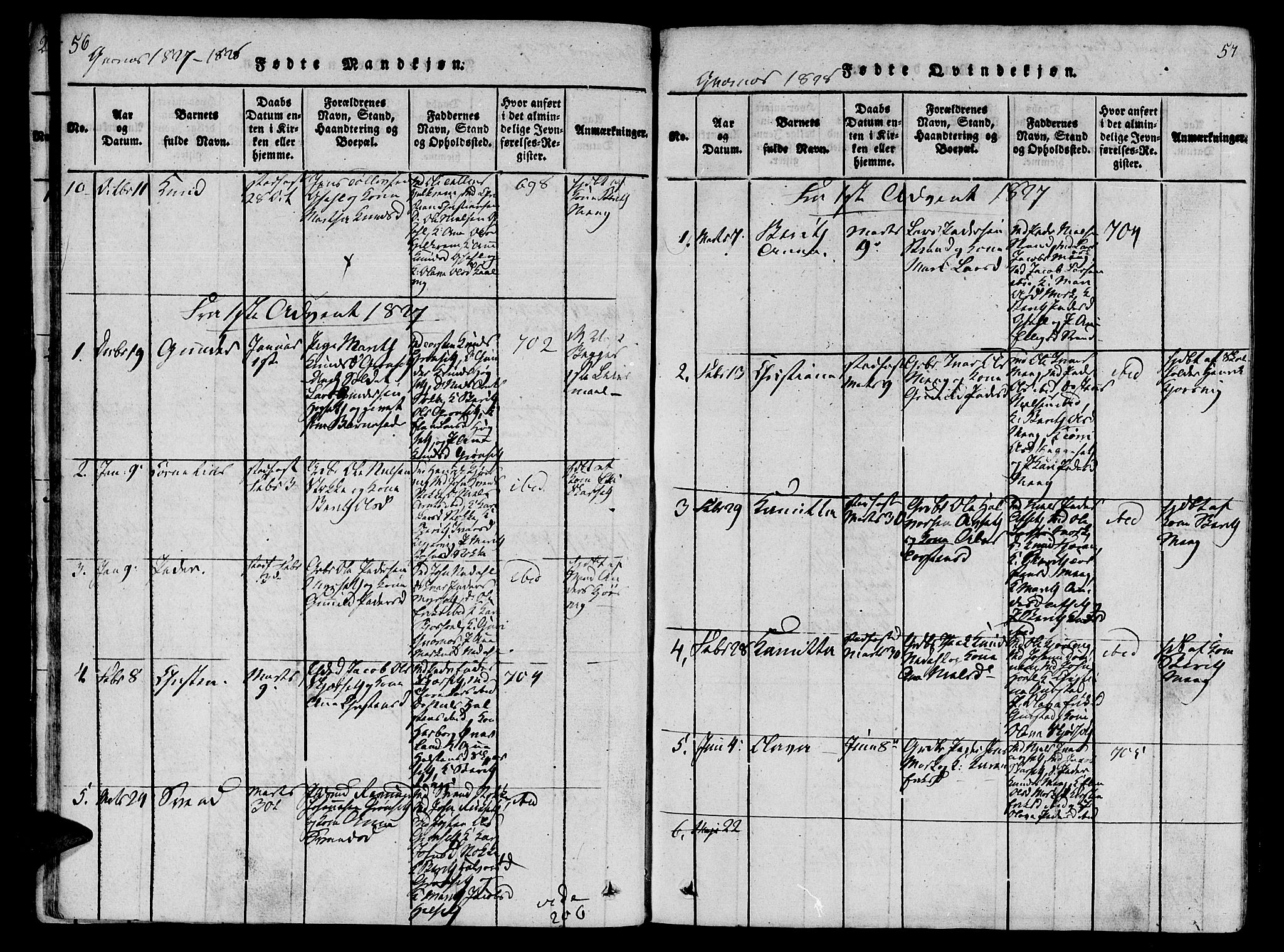 Ministerialprotokoller, klokkerbøker og fødselsregistre - Møre og Romsdal, SAT/A-1454/568/L0800: Ministerialbok nr. 568A09 /1, 1819-1830, s. 56-57