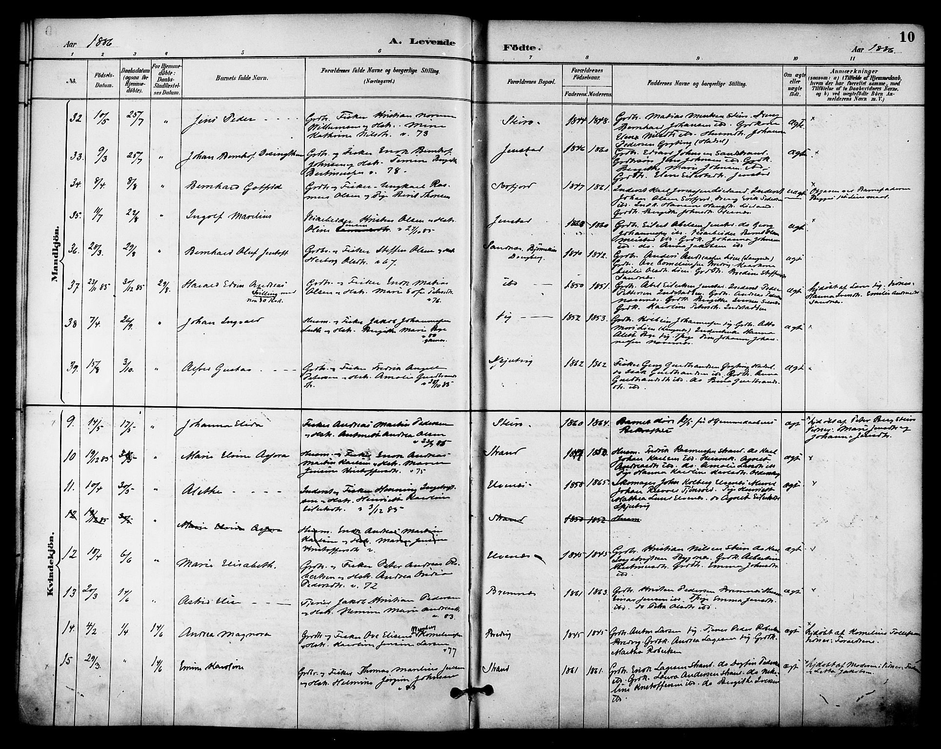 Ministerialprotokoller, klokkerbøker og fødselsregistre - Nordland, SAT/A-1459/895/L1371: Ministerialbok nr. 895A06, 1885-1894, s. 10