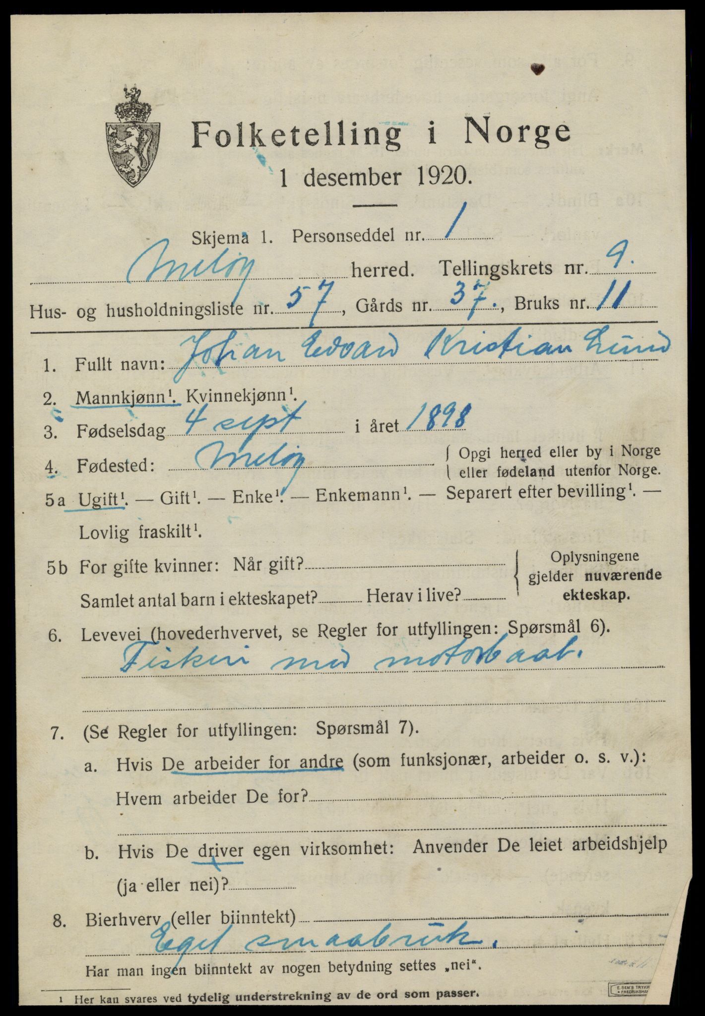 SAT, Folketelling 1920 for 1837 Meløy herred, 1920, s. 5161