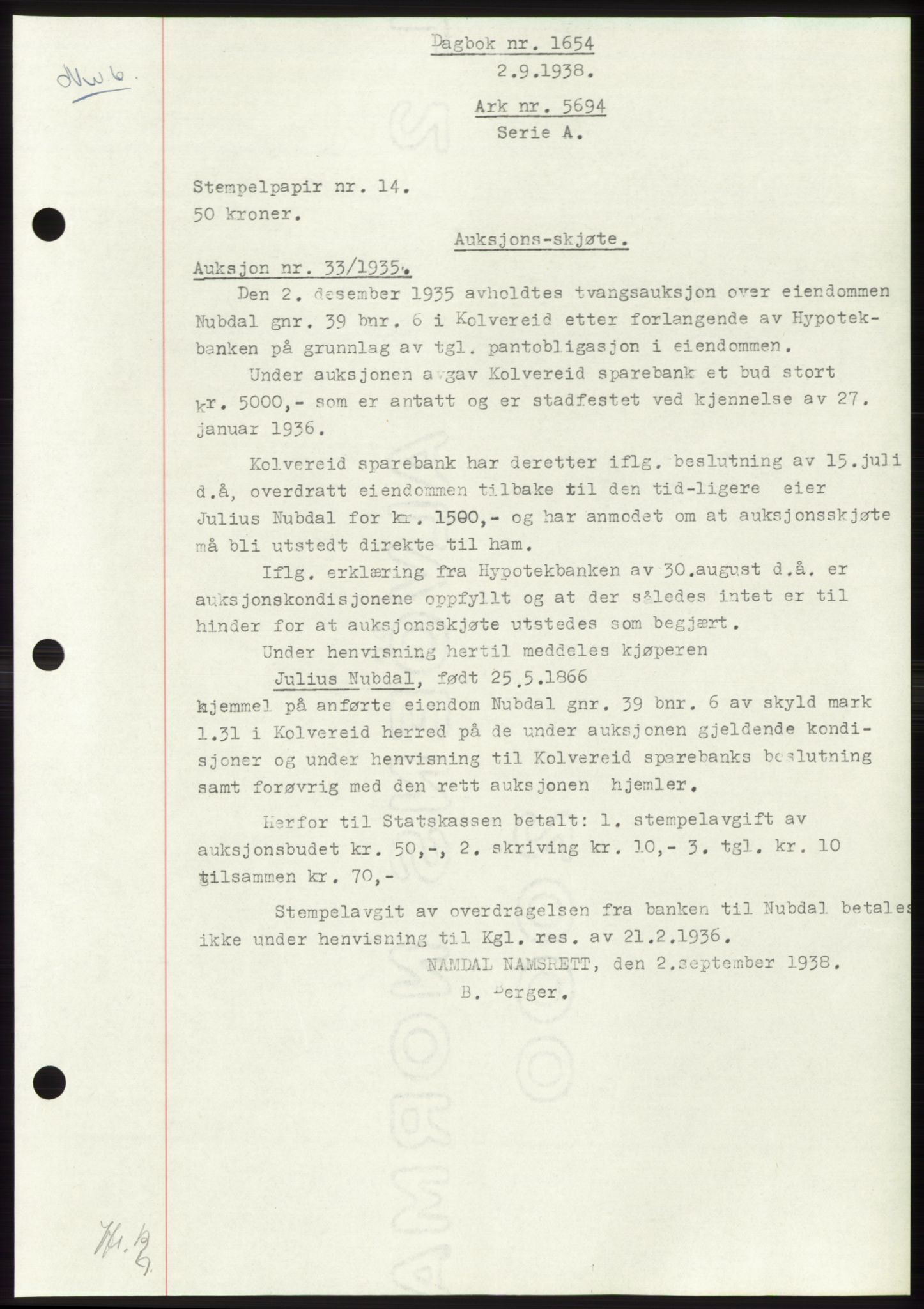 Namdal sorenskriveri, SAT/A-4133/1/2/2C: Pantebok nr. -, 1937-1939, Tingl.dato: 02.09.1938