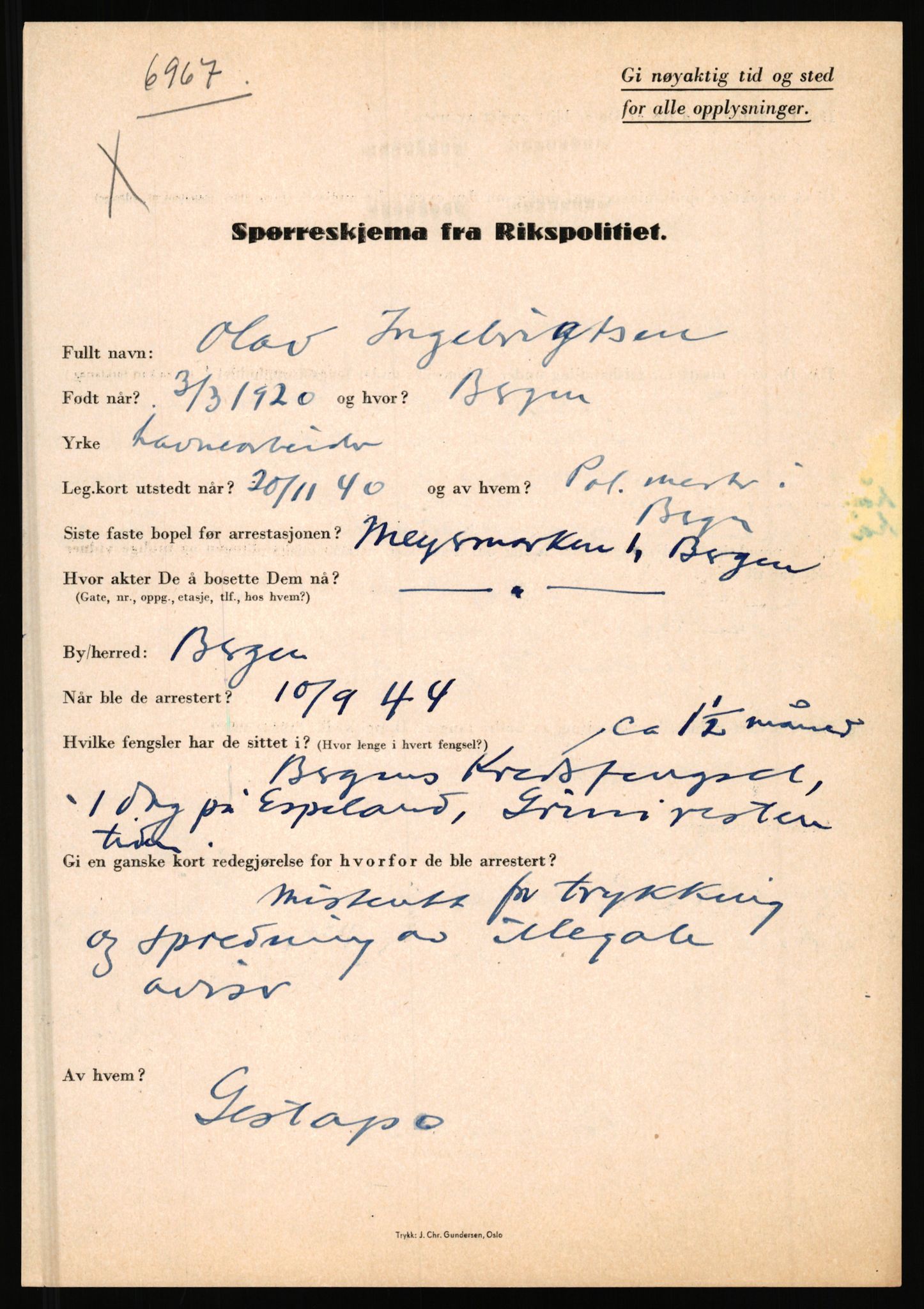 Rikspolitisjefen, AV/RA-S-1560/L/L0007: Heen, Erik C. - Iversen, Trygve, 1940-1945, s. 1139