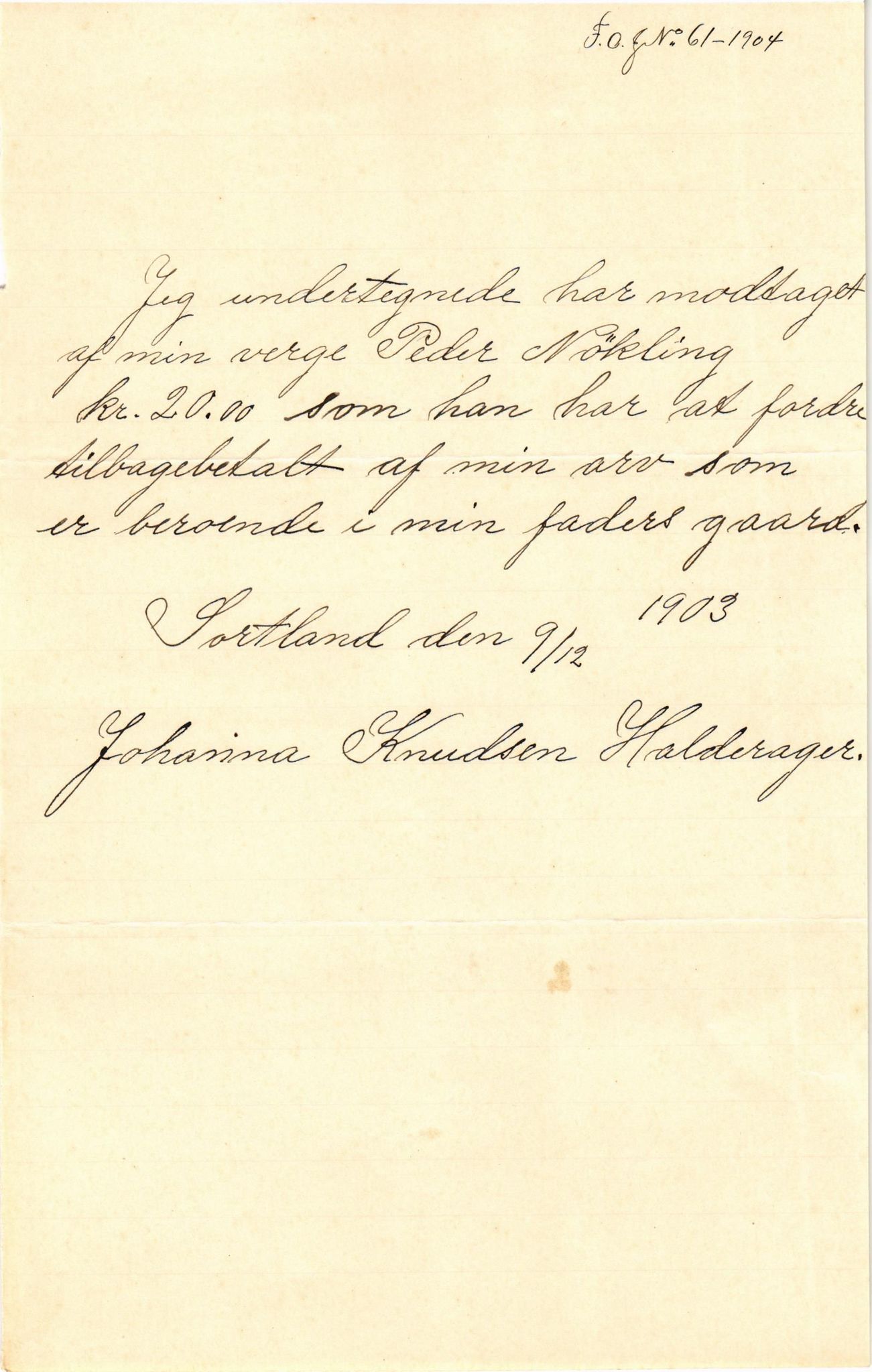 Finnaas kommune. Overformynderiet, IKAH/1218a-812/D/Da/Daa/L0002/0002: Kronologisk ordna korrespondanse / Kronologisk ordna korrespondanse, 1901-1904, s. 186