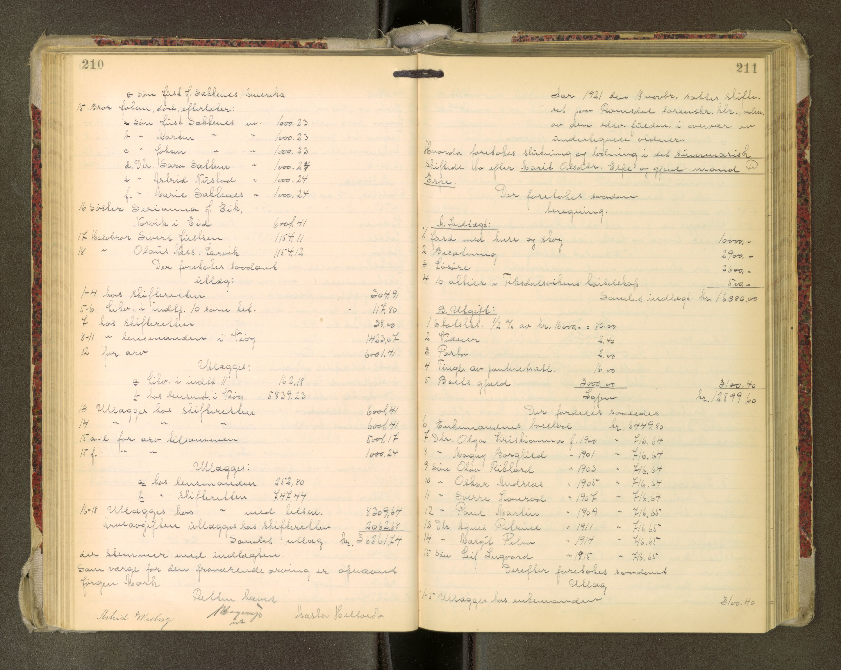 Romsdal sorenskriveri, AV/SAT-A-4149/1/3/3A/L0022: Skifteutlodnings Protokoll, 1920-1924, s. 210-211