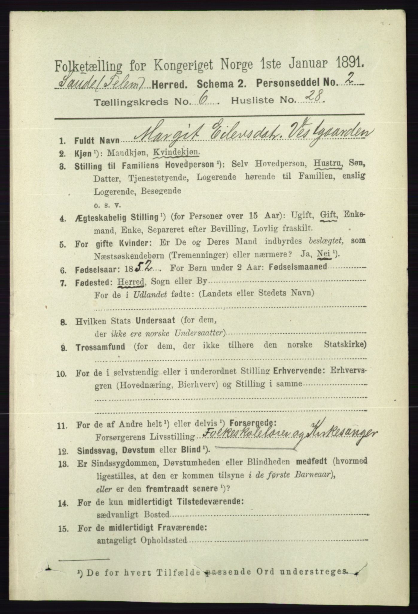 RA, Folketelling 1891 for 0822 Sauherad herred, 1891, s. 1871