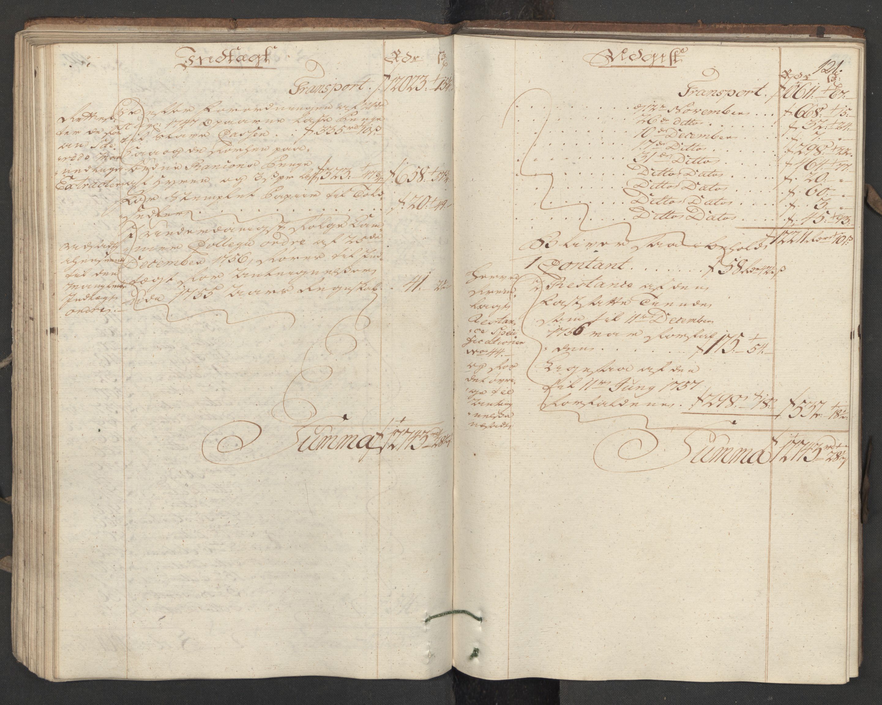 Generaltollkammeret, tollregnskaper, AV/RA-EA-5490/R16/L0034/0001: Tollregnskaper Kristiansand / Utgående hovedtollbok, 1756, s. 120b-121a