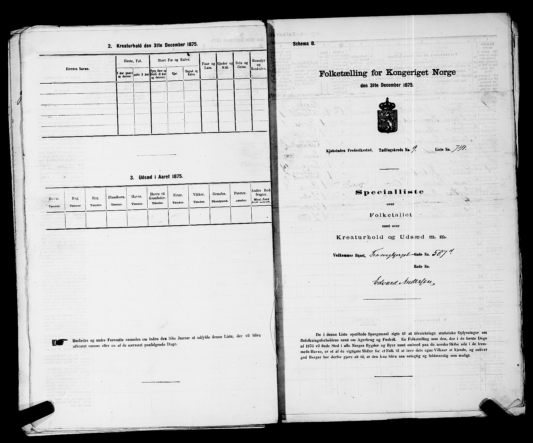 RA, Folketelling 1875 for 0103B Fredrikstad prestegjeld, Fredrikstad kjøpstad, 1875, s. 1694