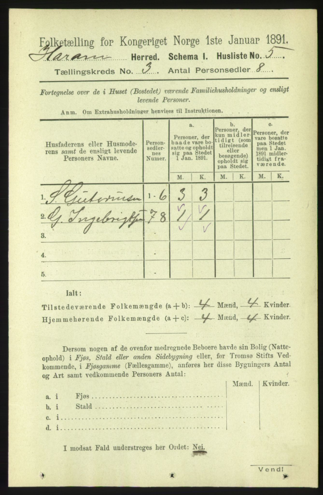 RA, Folketelling 1891 for 1534 Haram herred, 1891, s. 1142