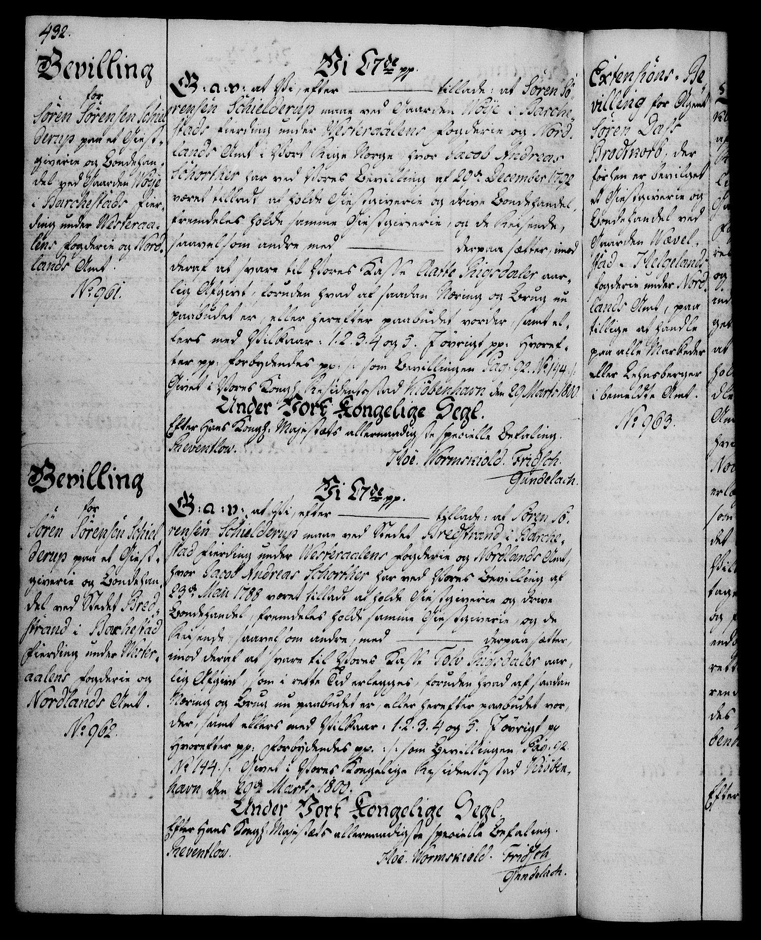 Rentekammeret, Kammerkanselliet, AV/RA-EA-3111/G/Gg/Gga/L0016: Norsk ekspedisjonsprotokoll med register (merket RK 53.16), 1794-1800, s. 432